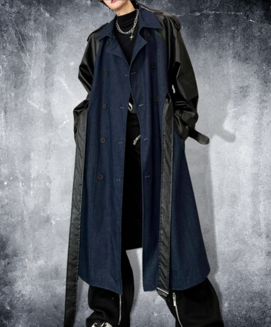 mixed double breasted material coat EN1371