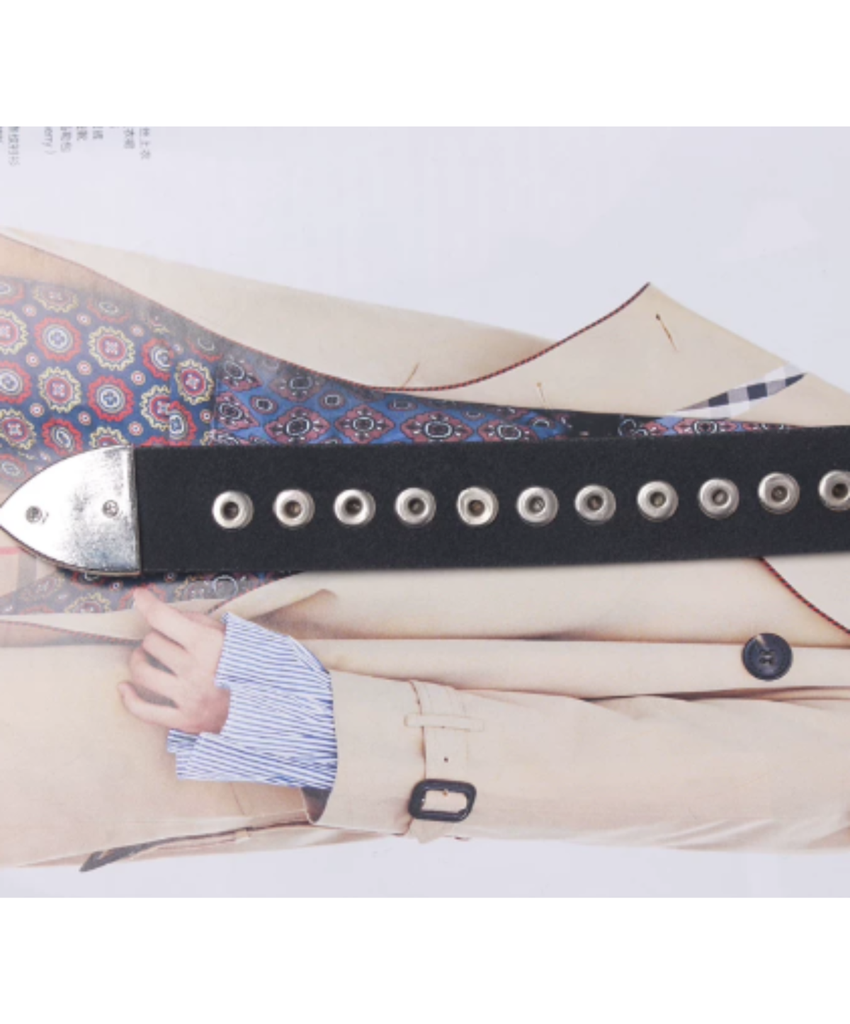 narrow Western buckle and circle studs belt EN3214