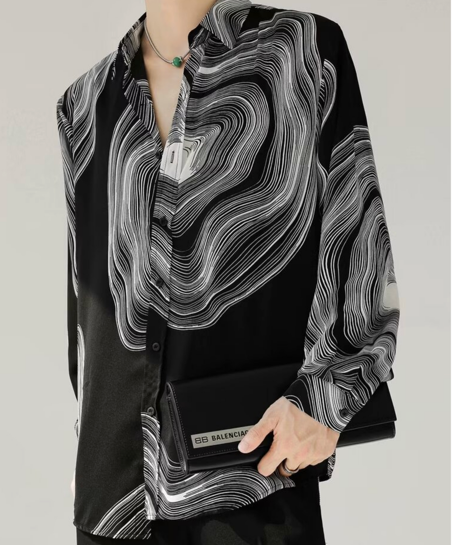 dark tree ring motif shirt EN2407
