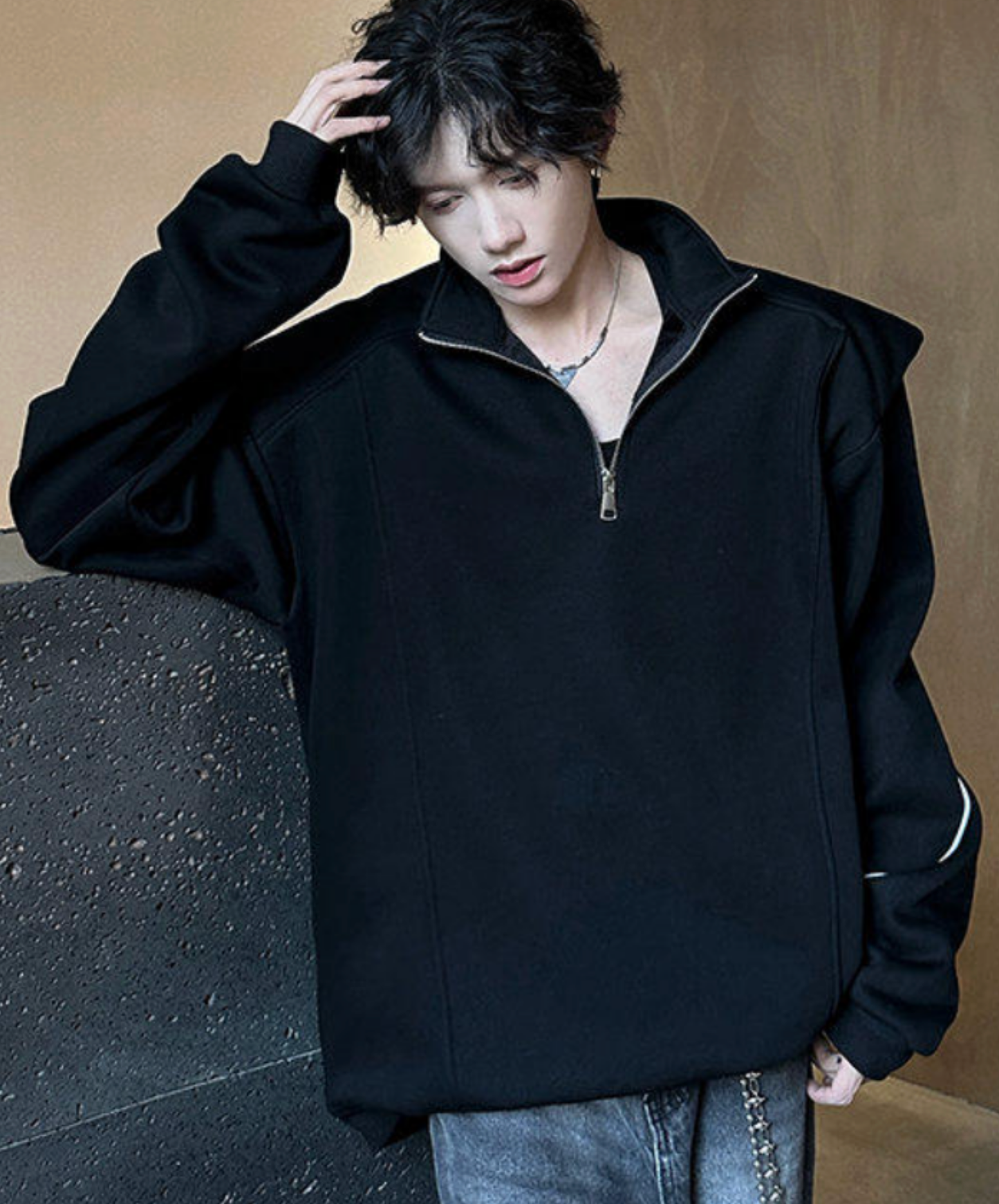 turtleneck zipper and fleece lining sweatshirt EN2683