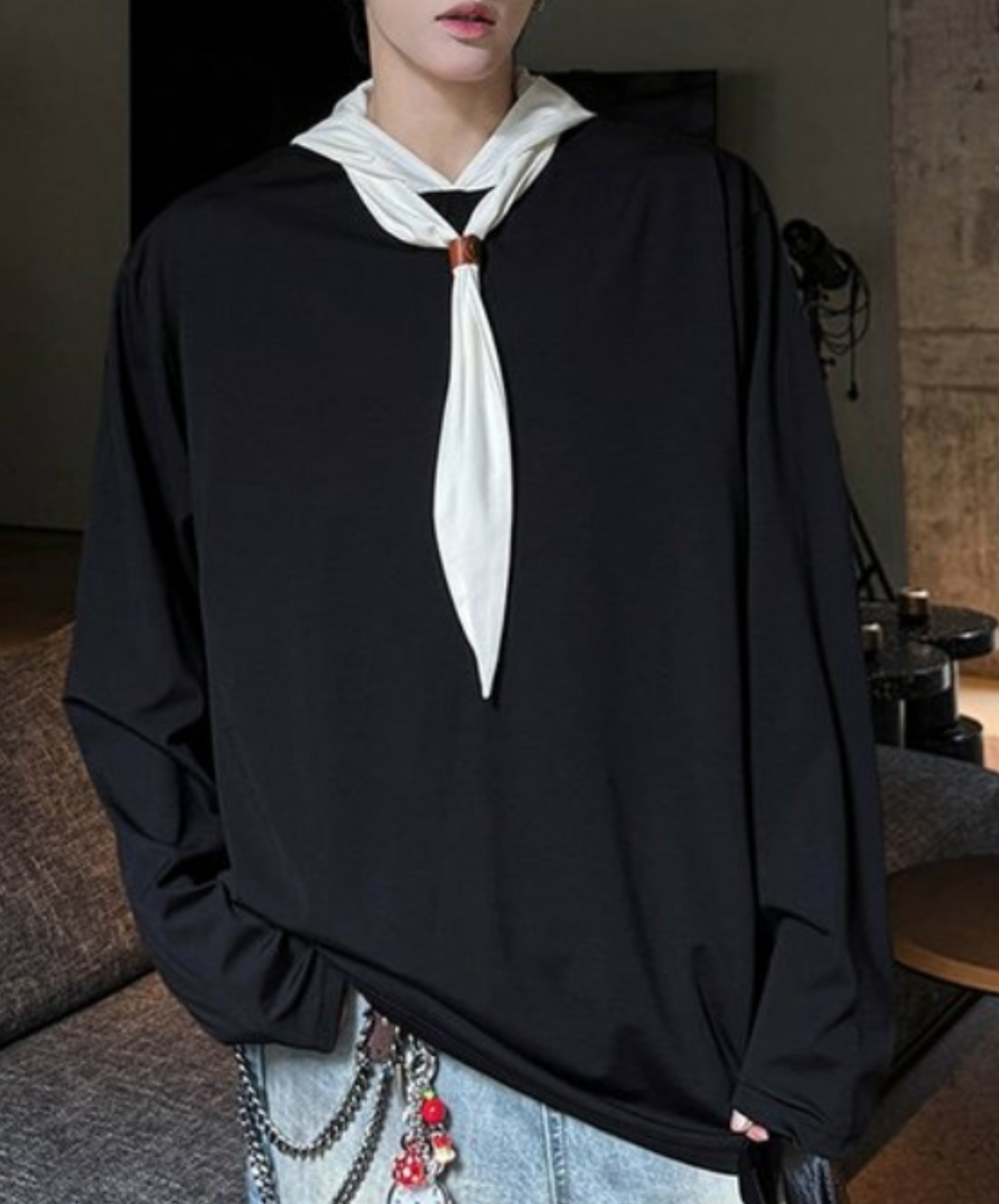 self-tie hood long t-shirt EN2311
