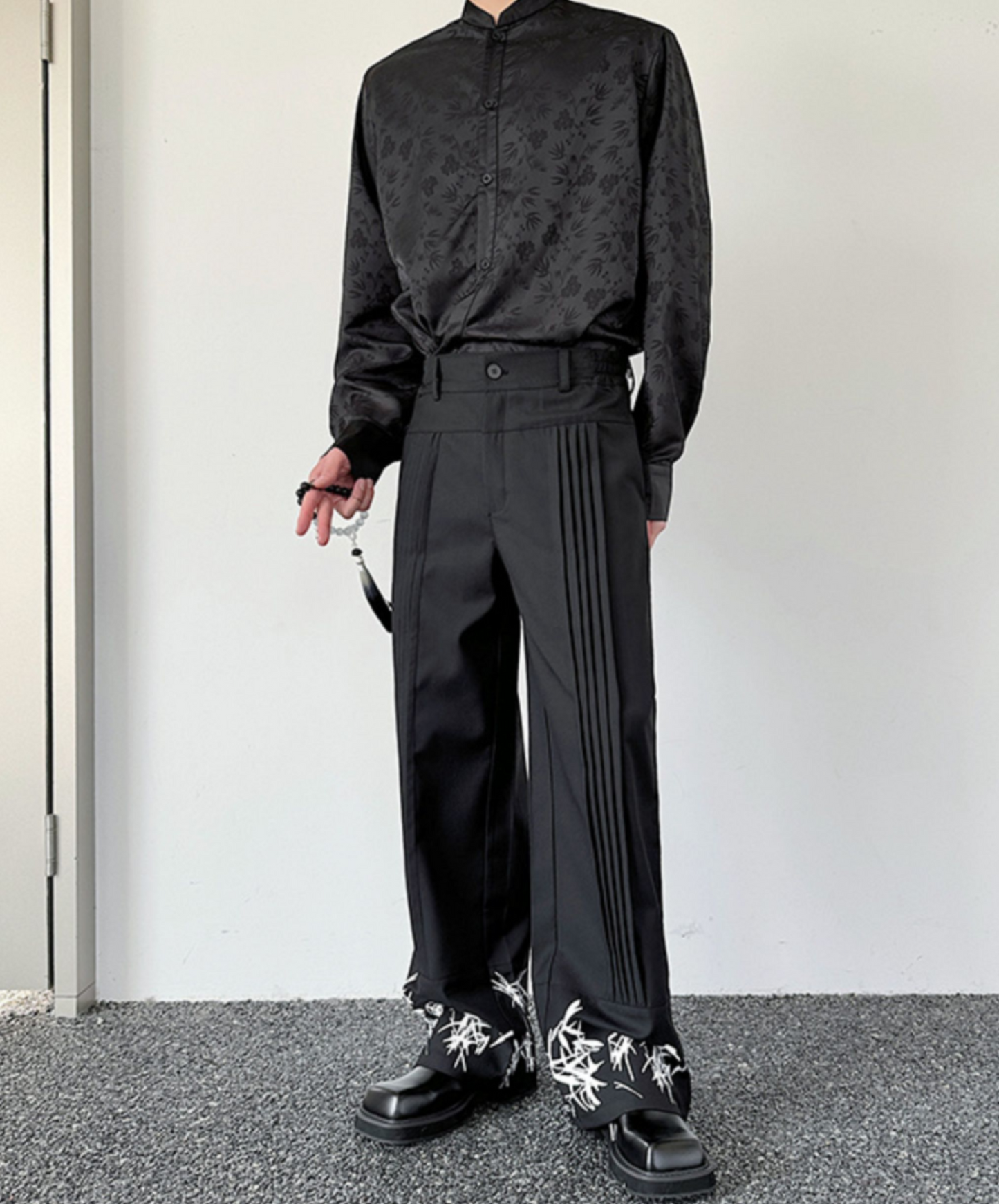 center press pleat design bamboo pants EN1632