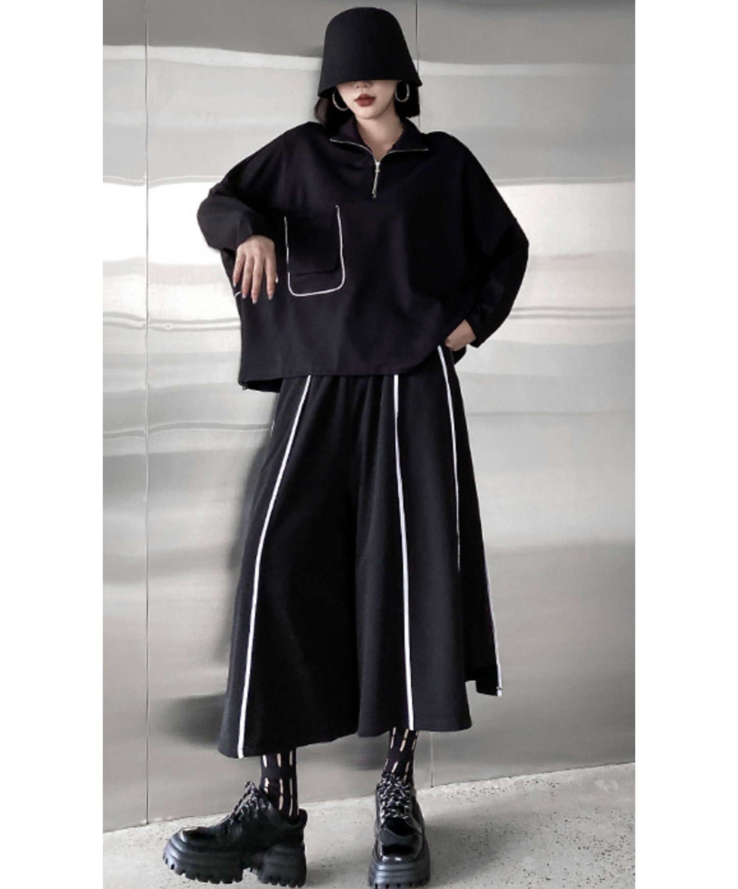 white line retro wide pants EN2304
