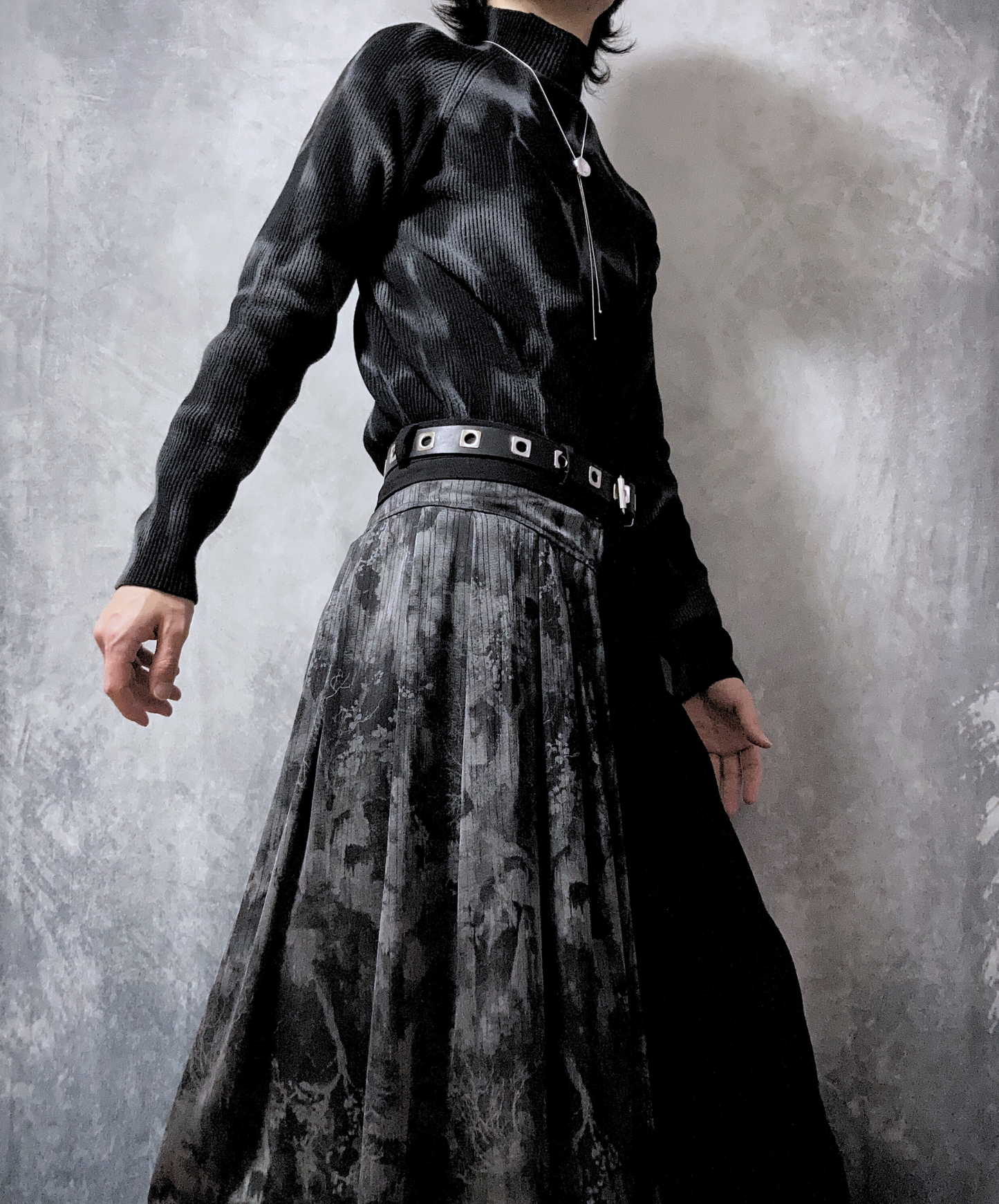 【style70】dark mode outfit set EN1909(jacket + sweater + pants set)