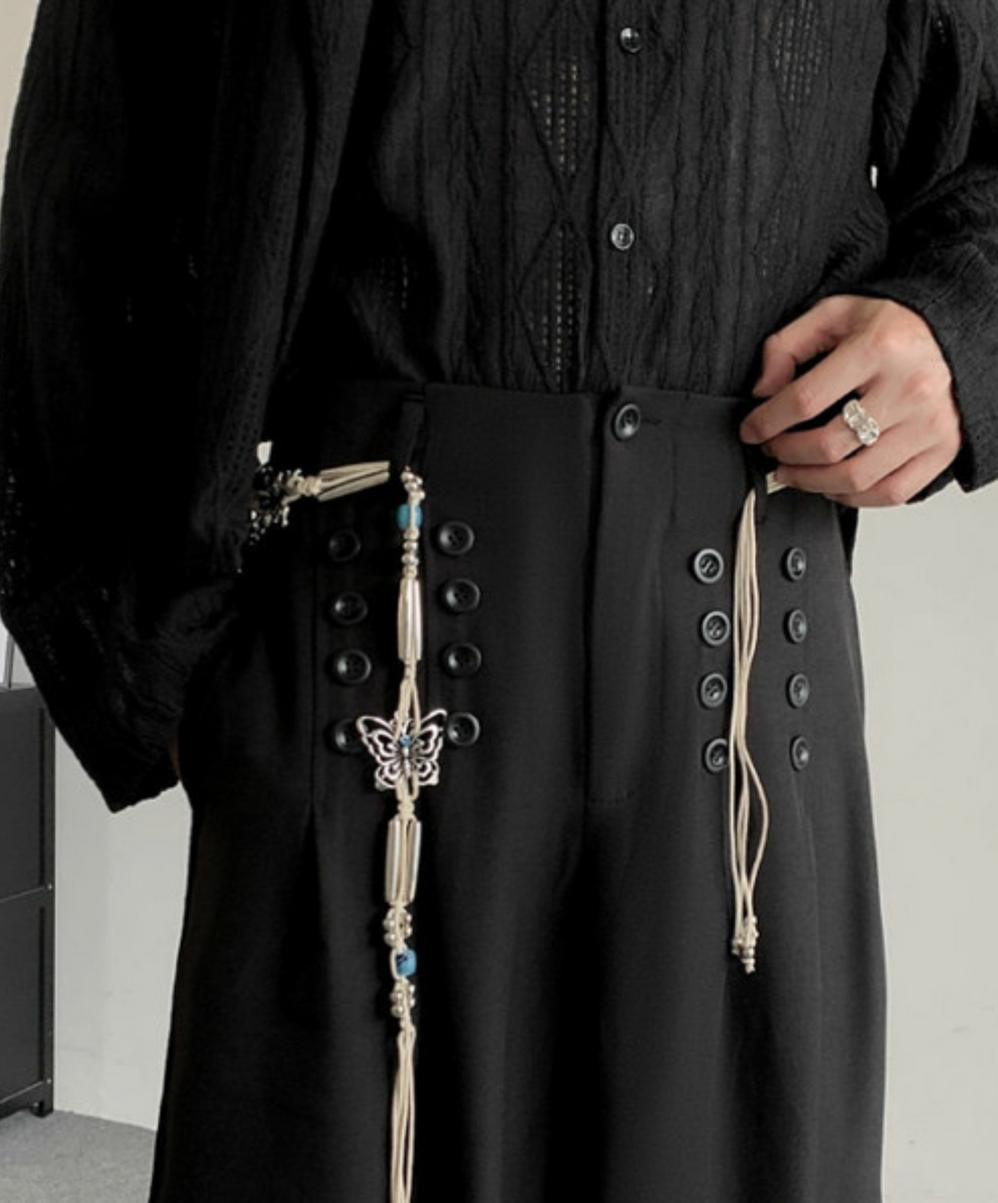 retro multiple button decoration pants EN2371