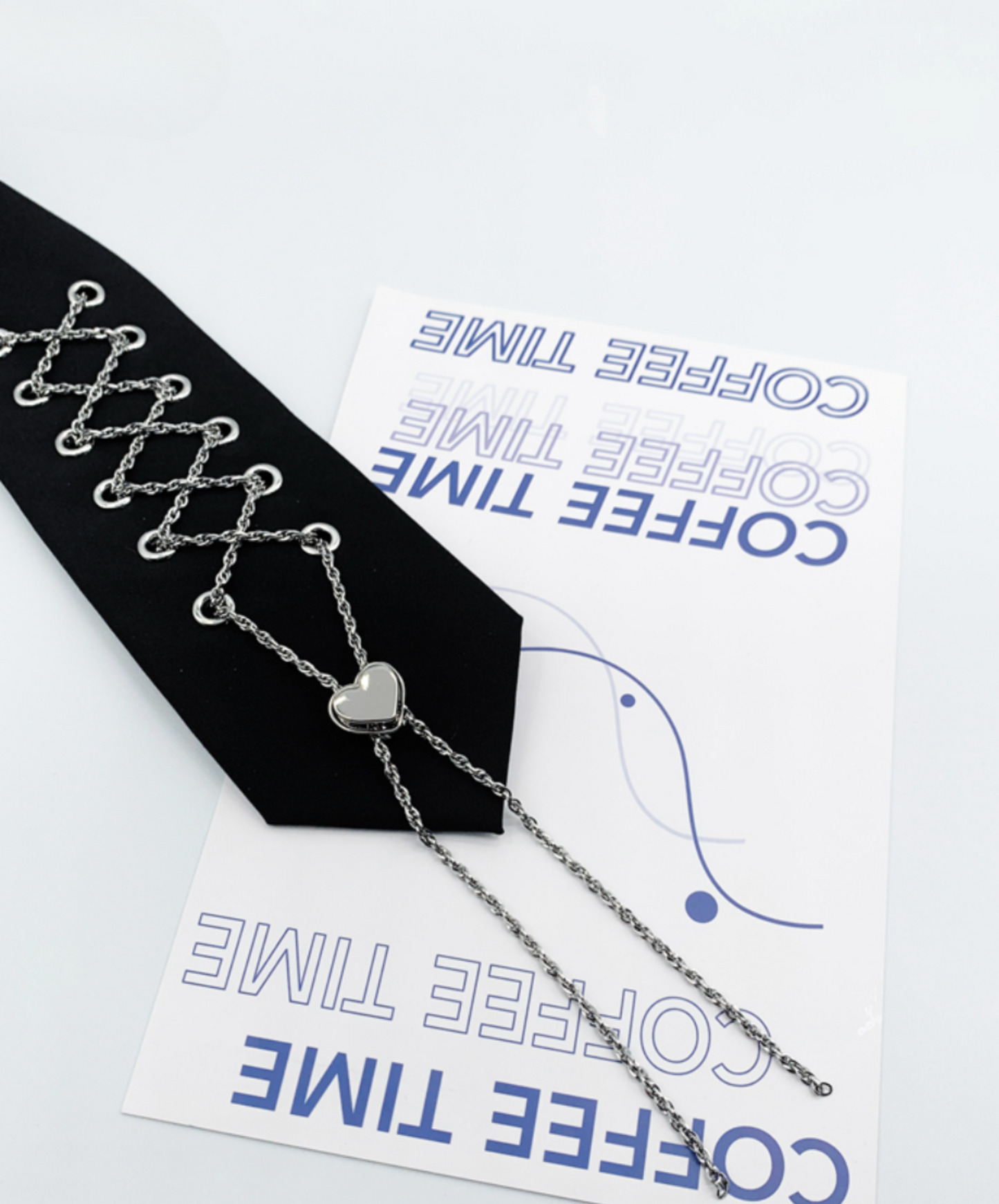 chain lace-up heart hole necktie EN2351