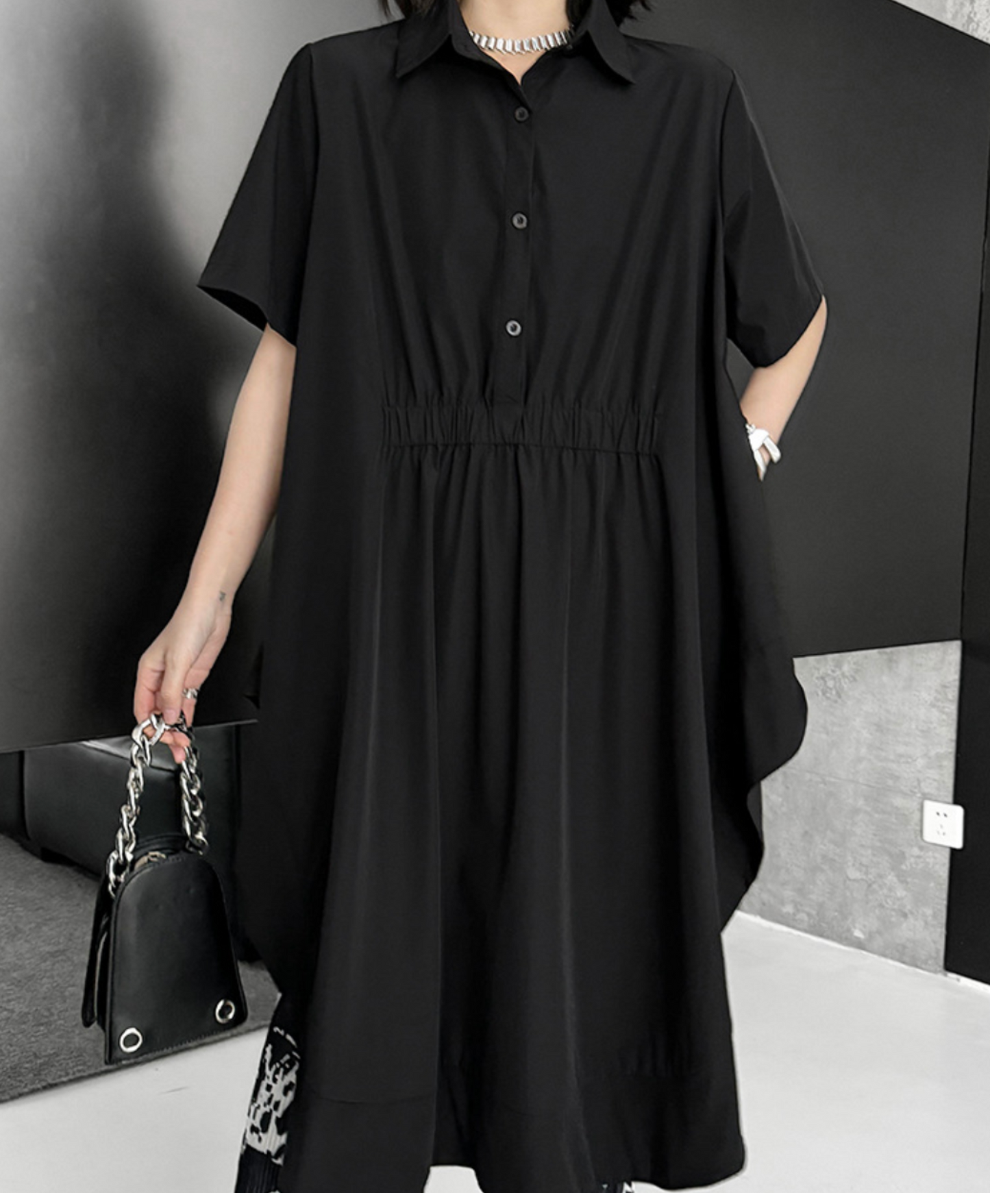 dark big silhouette waist mark long shirt EN2322