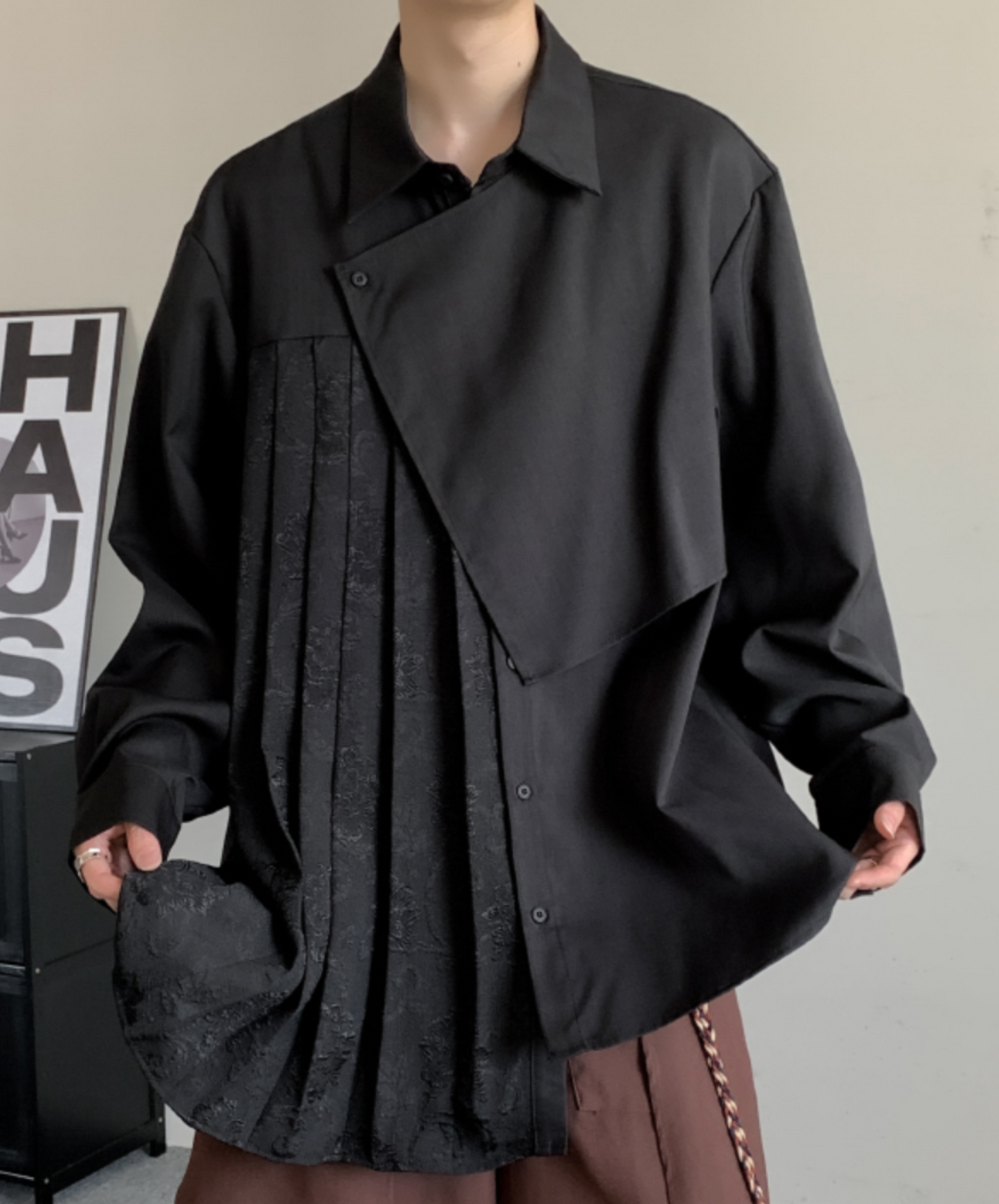 asymmetric splicing shirt EN1489