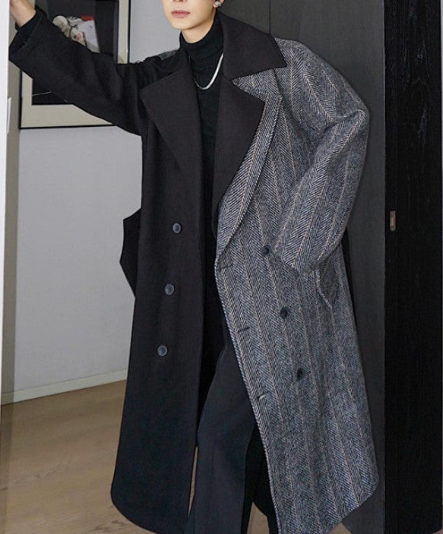 【style37】dark mode outfit set EN1410( coat+ pants set)