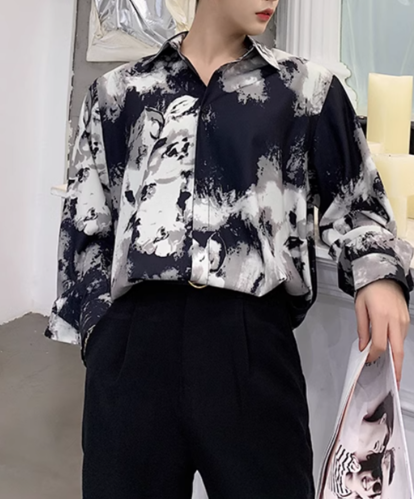 【style68】dark mode outfit set EN1892(jacket + shirt + pants set)