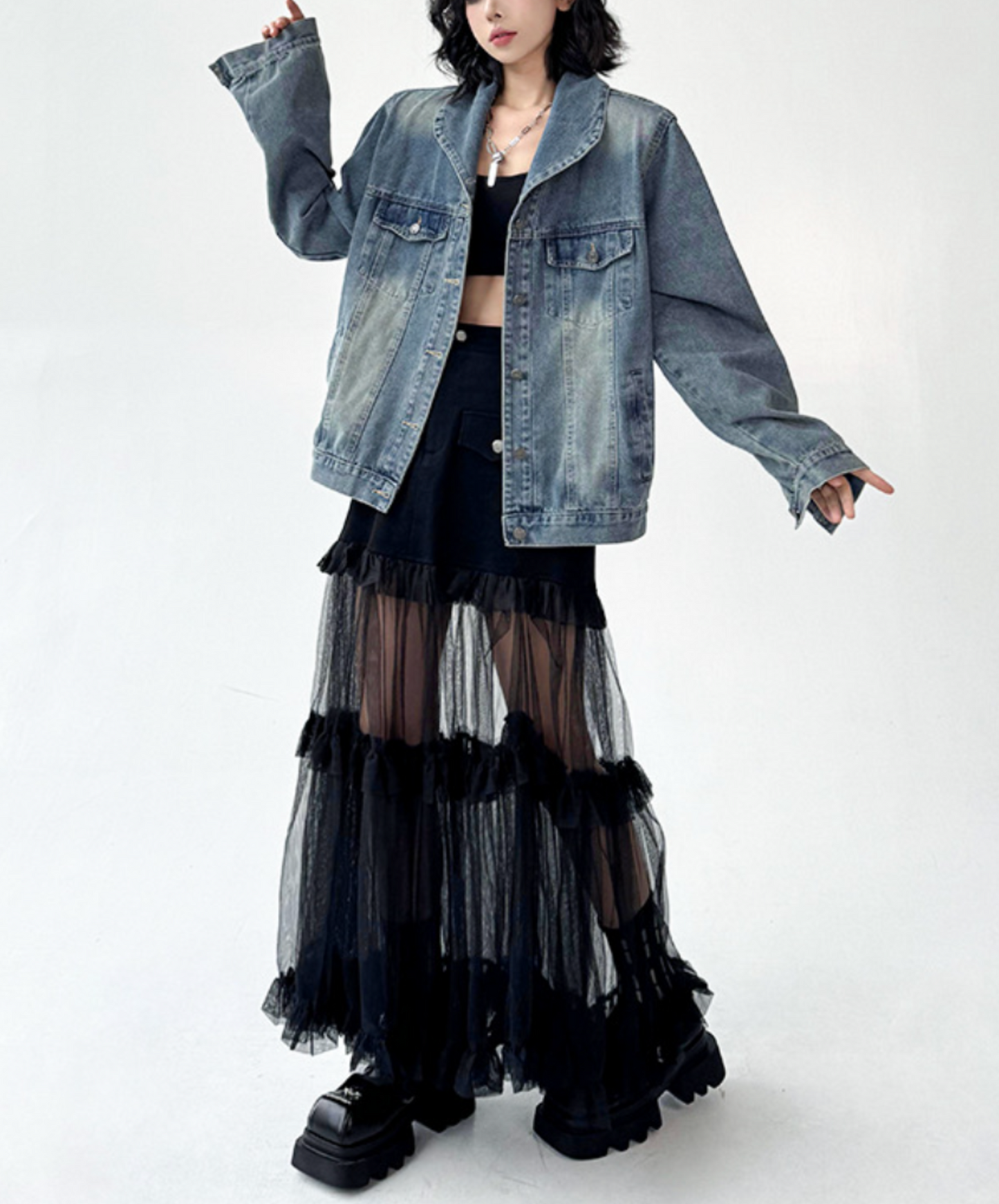 tulle tiered frills skirt EN2306