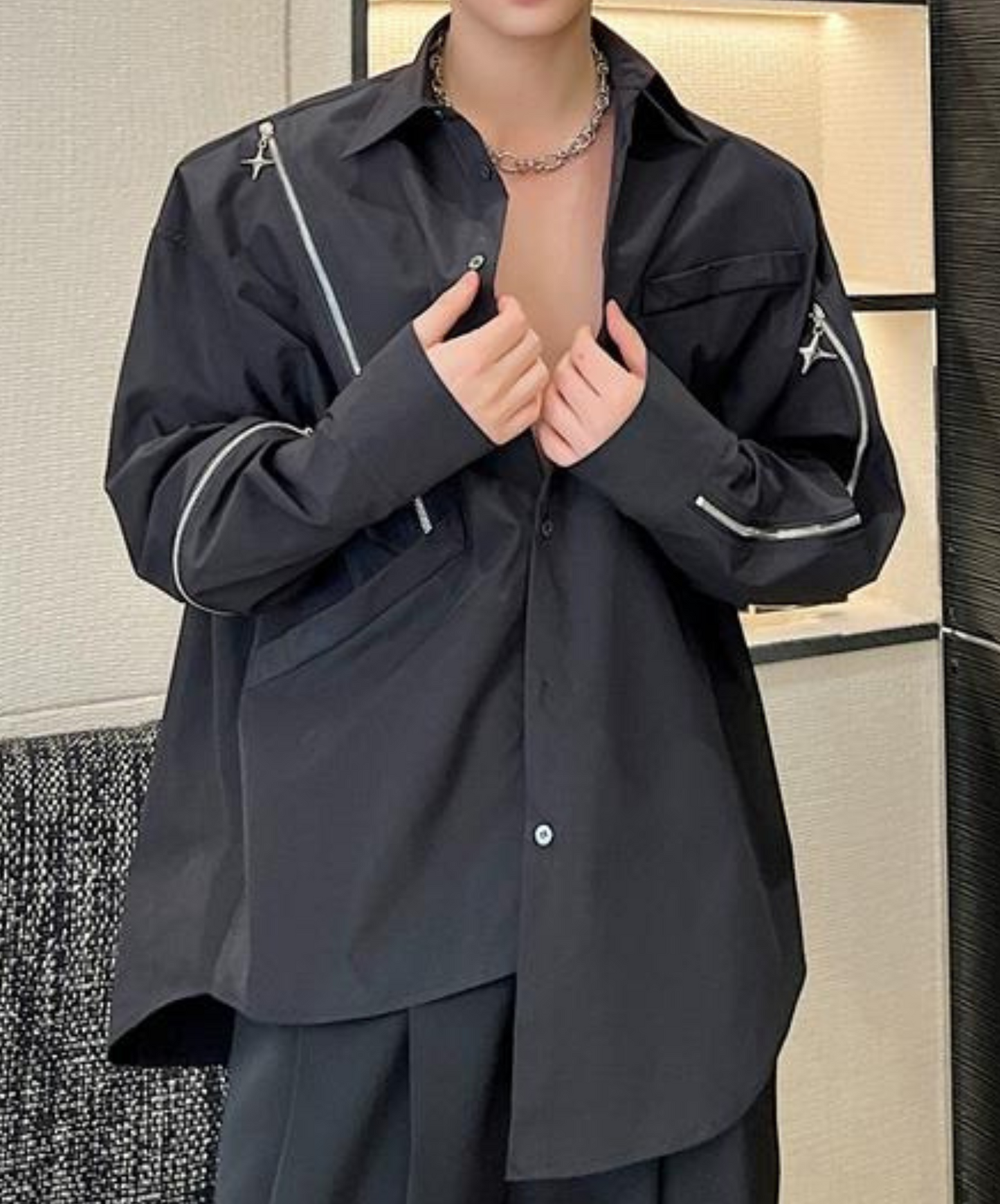 asymmetric irregular zip shirt EN1000