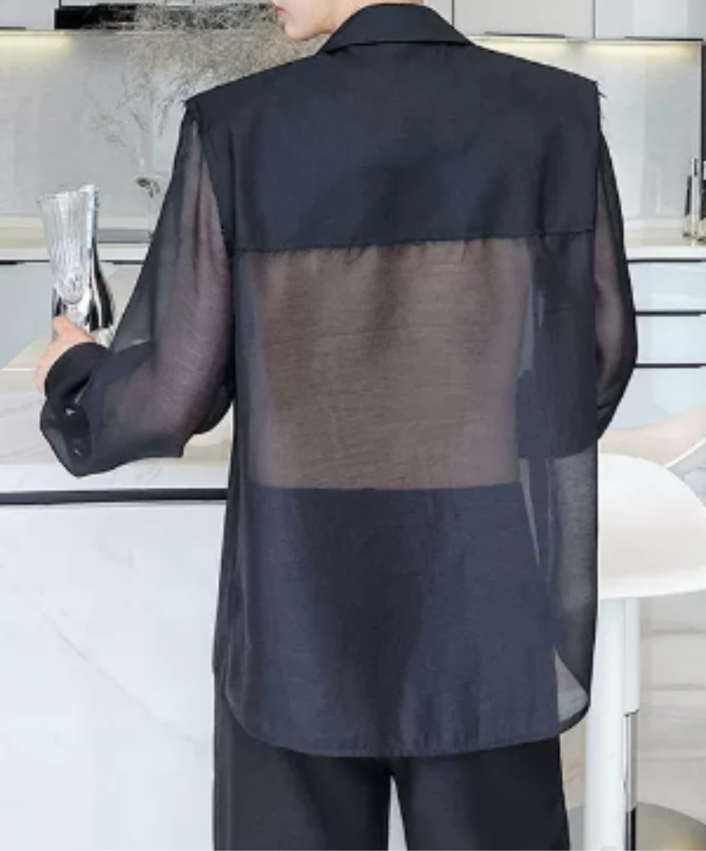 sheer top with a raw-edge design jacket EN2992