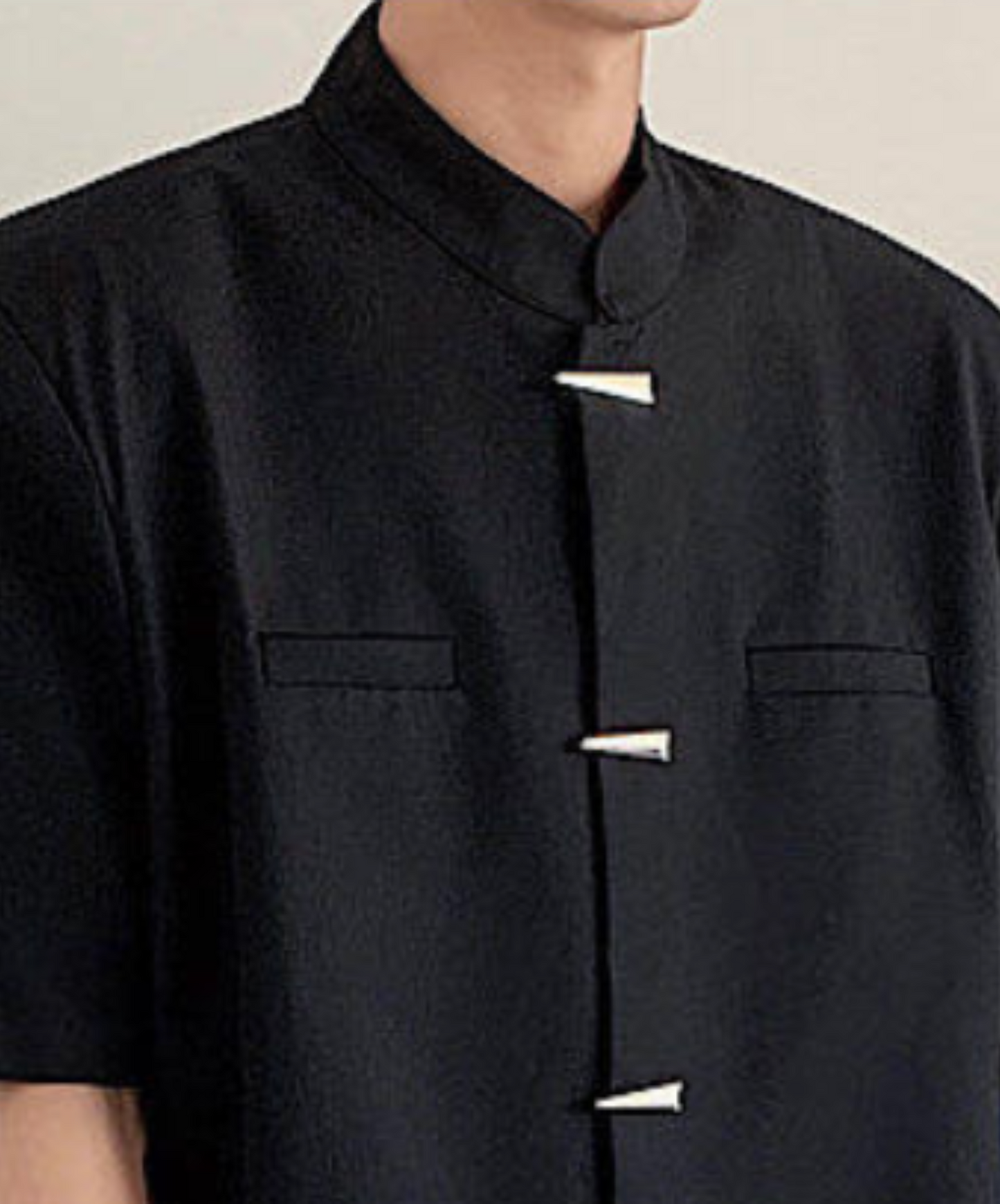 metal button chinese style stand collar shirt EN2100