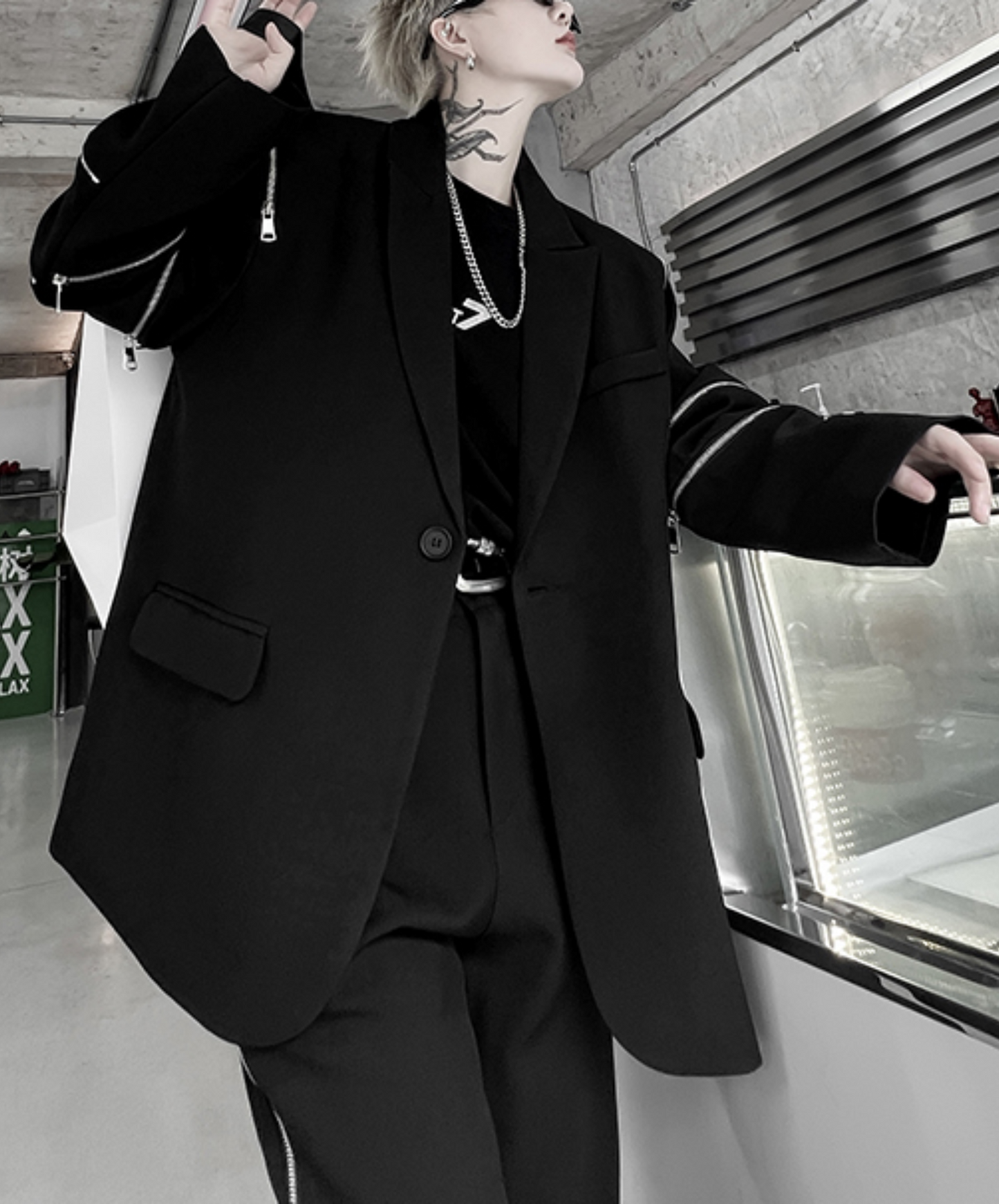 【style74】dark mode outfit set EN2126(jacket + pants set)