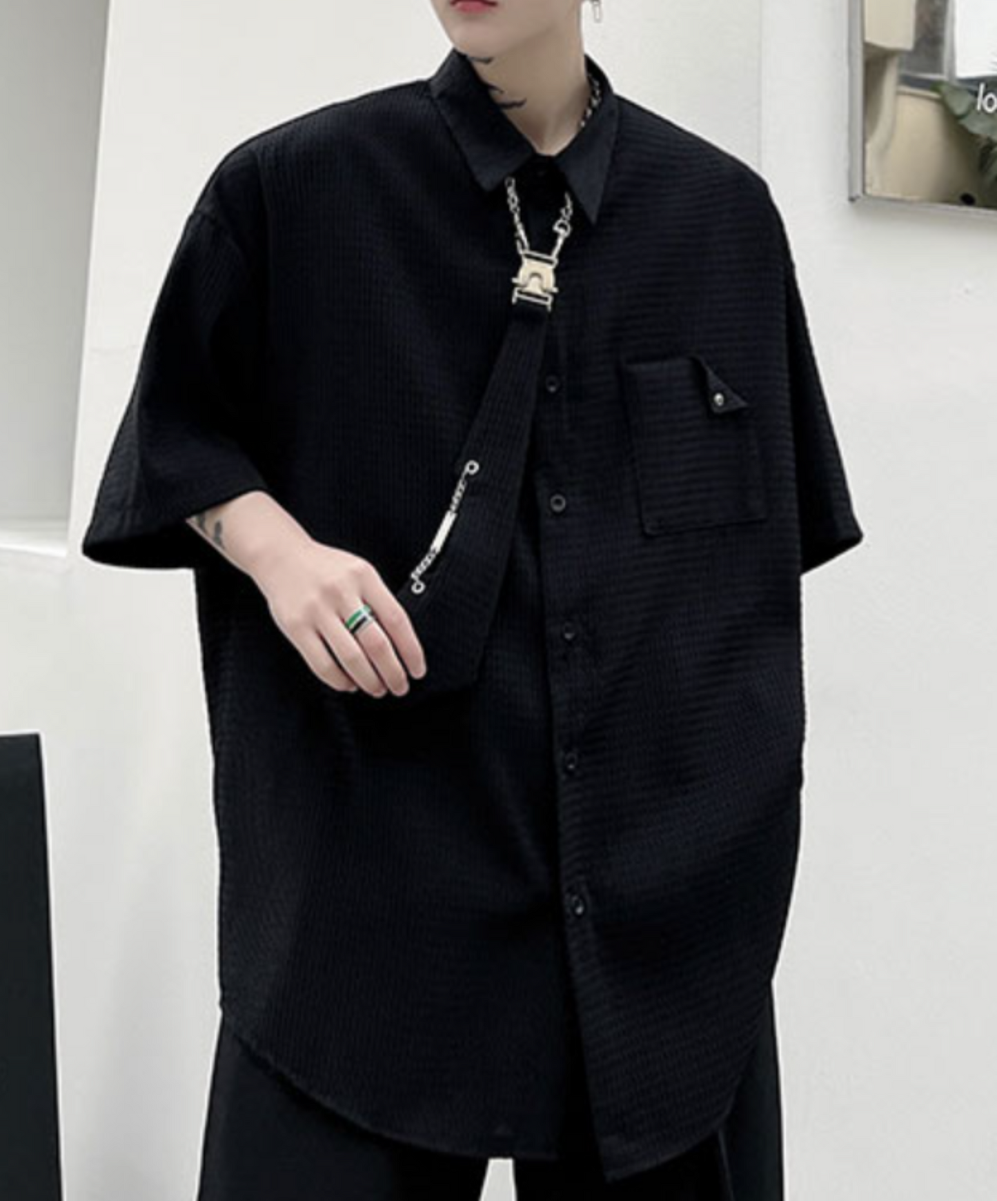 【style65】dark mode outfit set EN1884(jacket + shirt + pants set)
