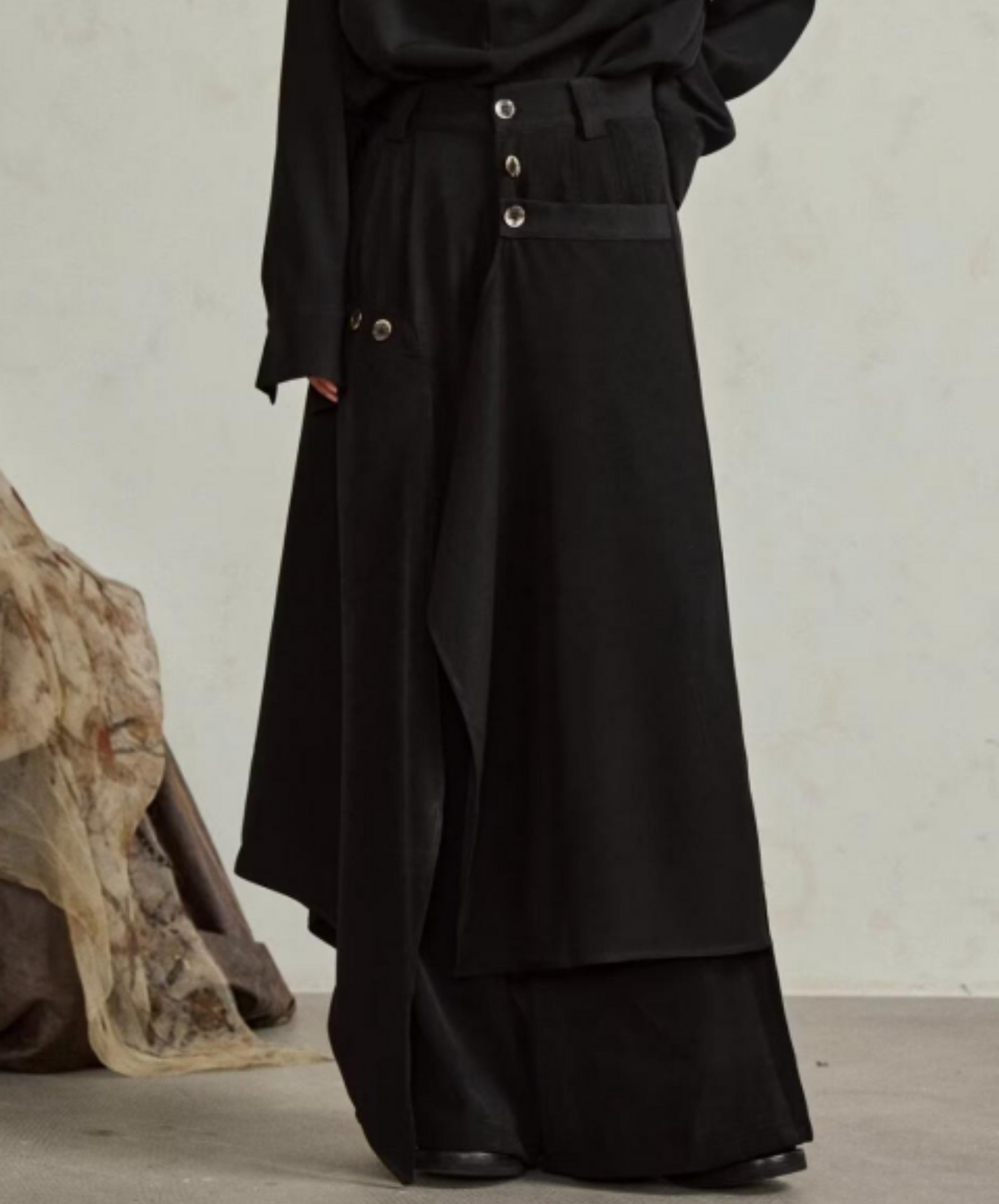 dark layered wide pants EN1866