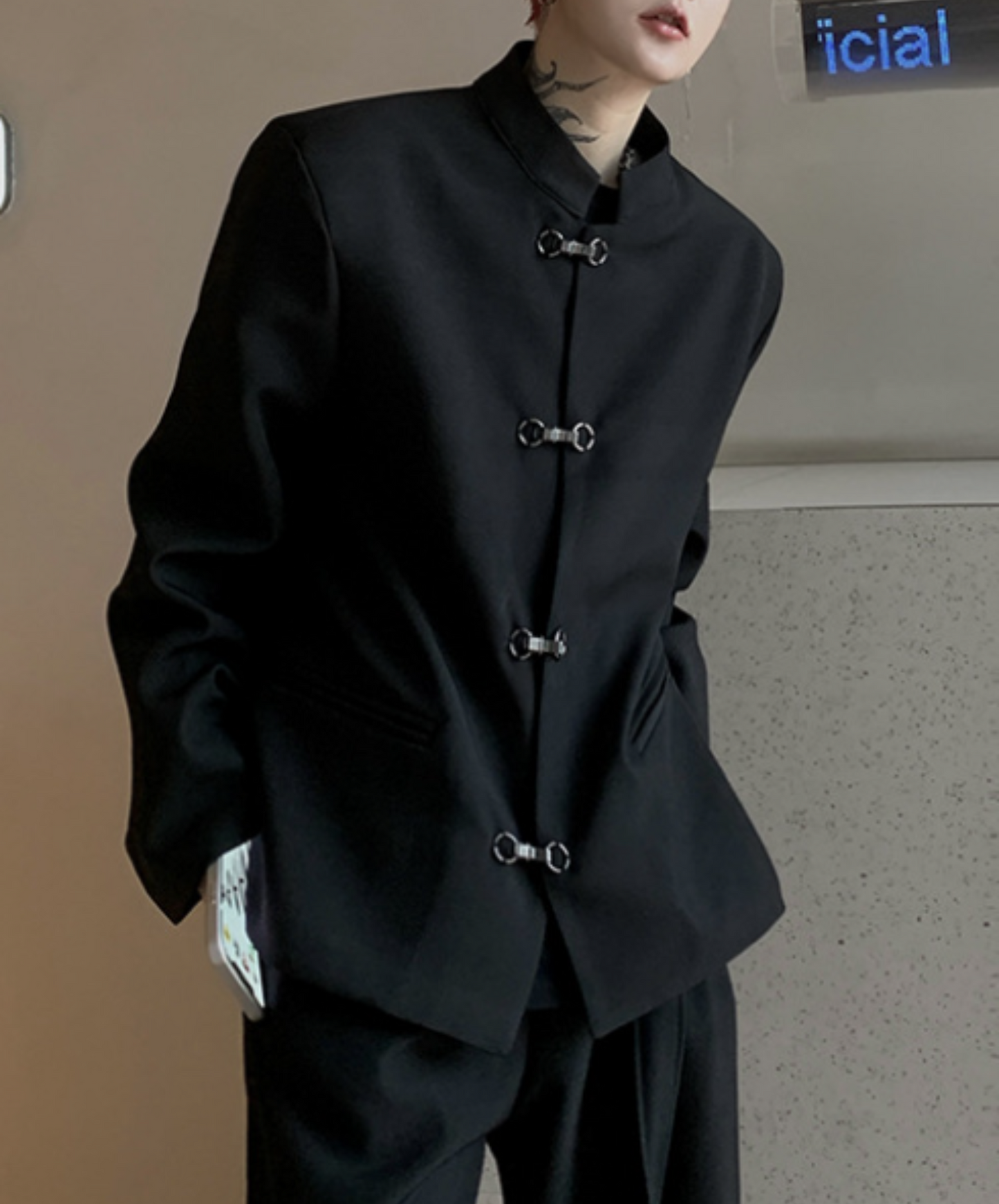 【style52】dark mode outfit set EN1849(jacket + shirt + skirt set)