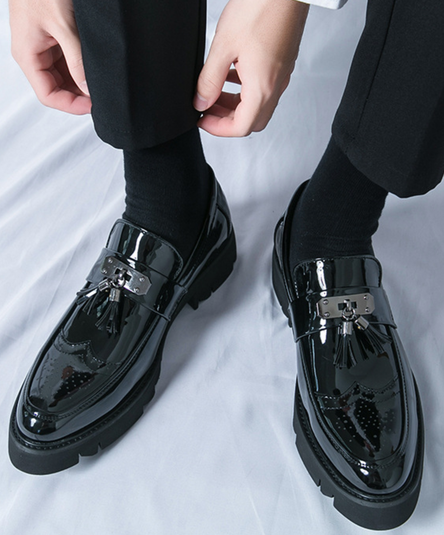 enamel-like tassel shoes EN2358