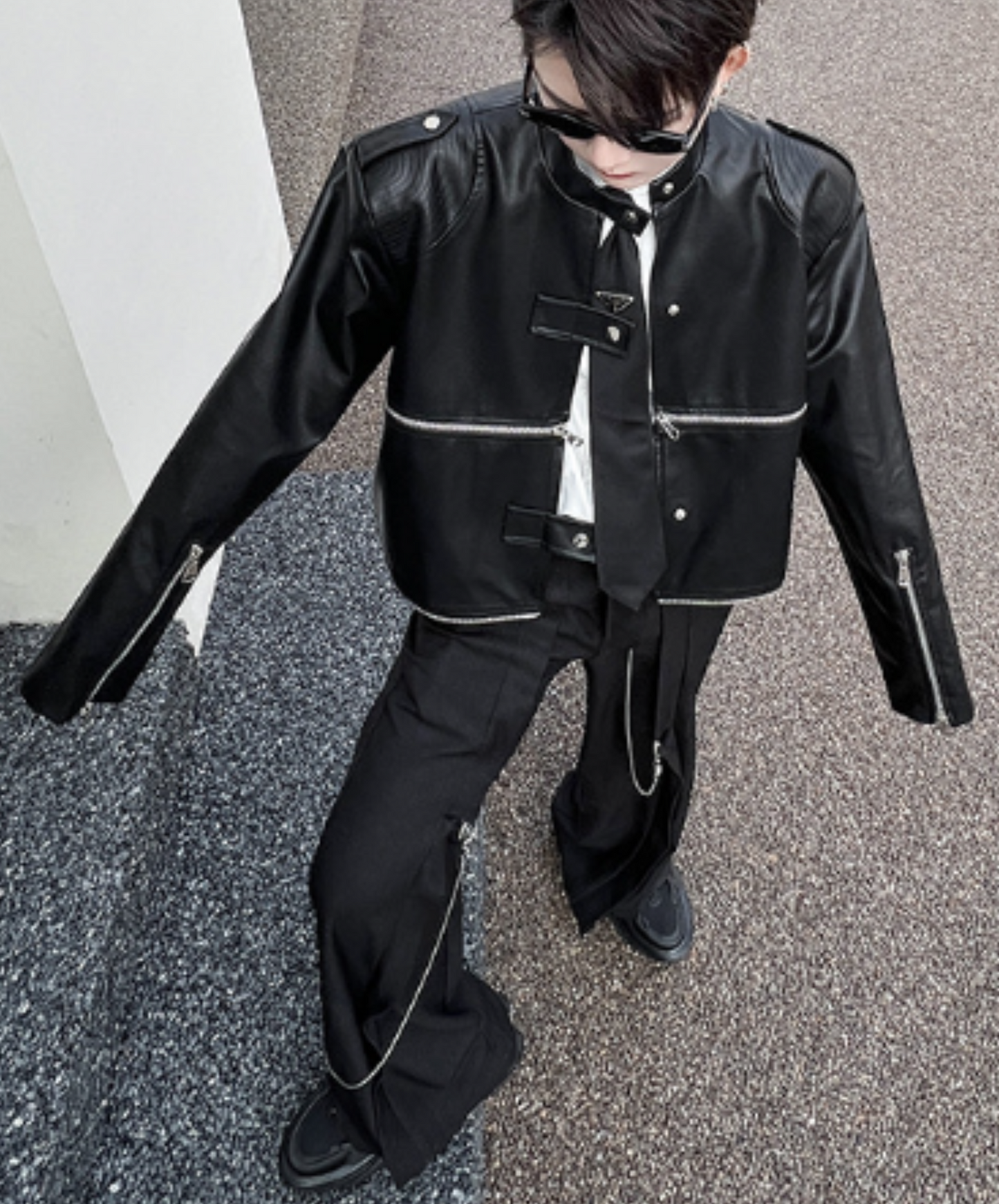 zip design leather jacket EN1229