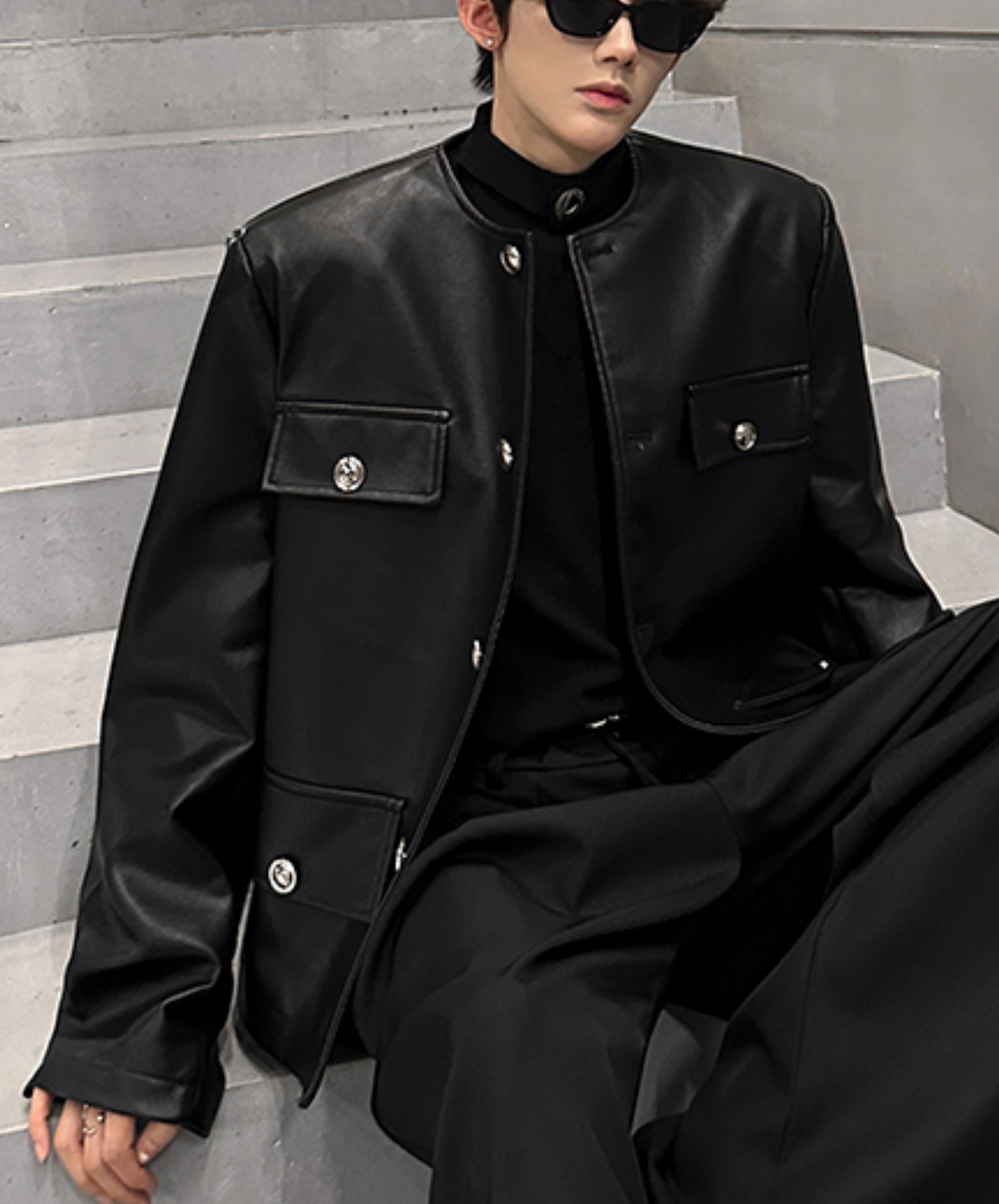 pu leather short riders jacket EN2474