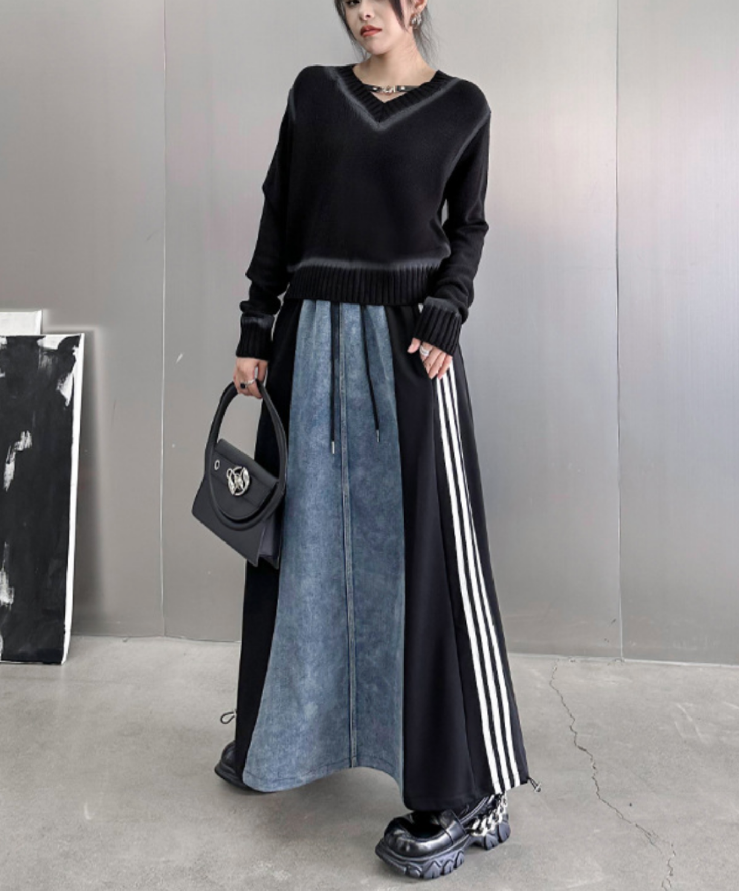 retro patchwork design casual skirt EN2242