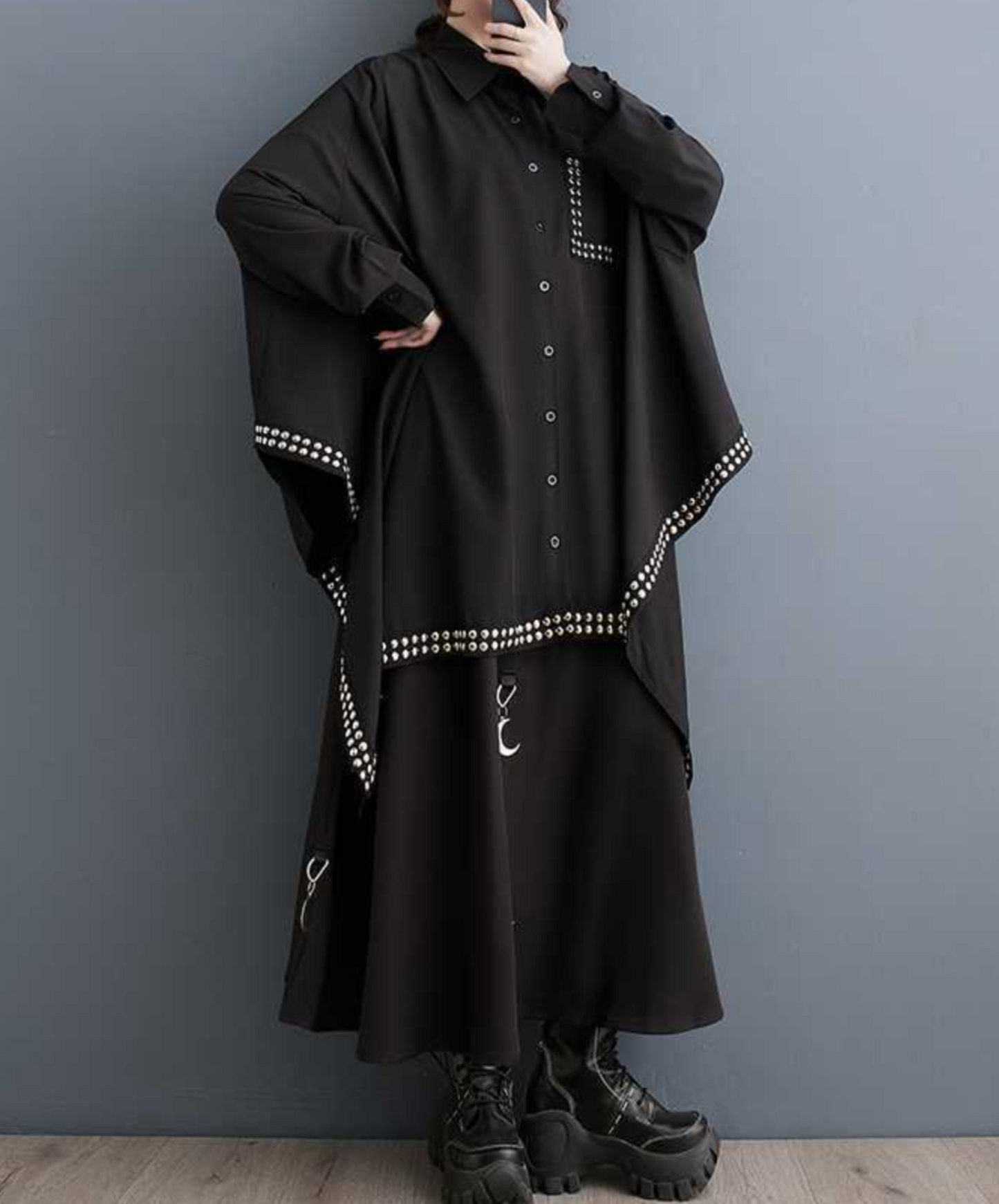 dark rivet collage dress long shirt EN1658