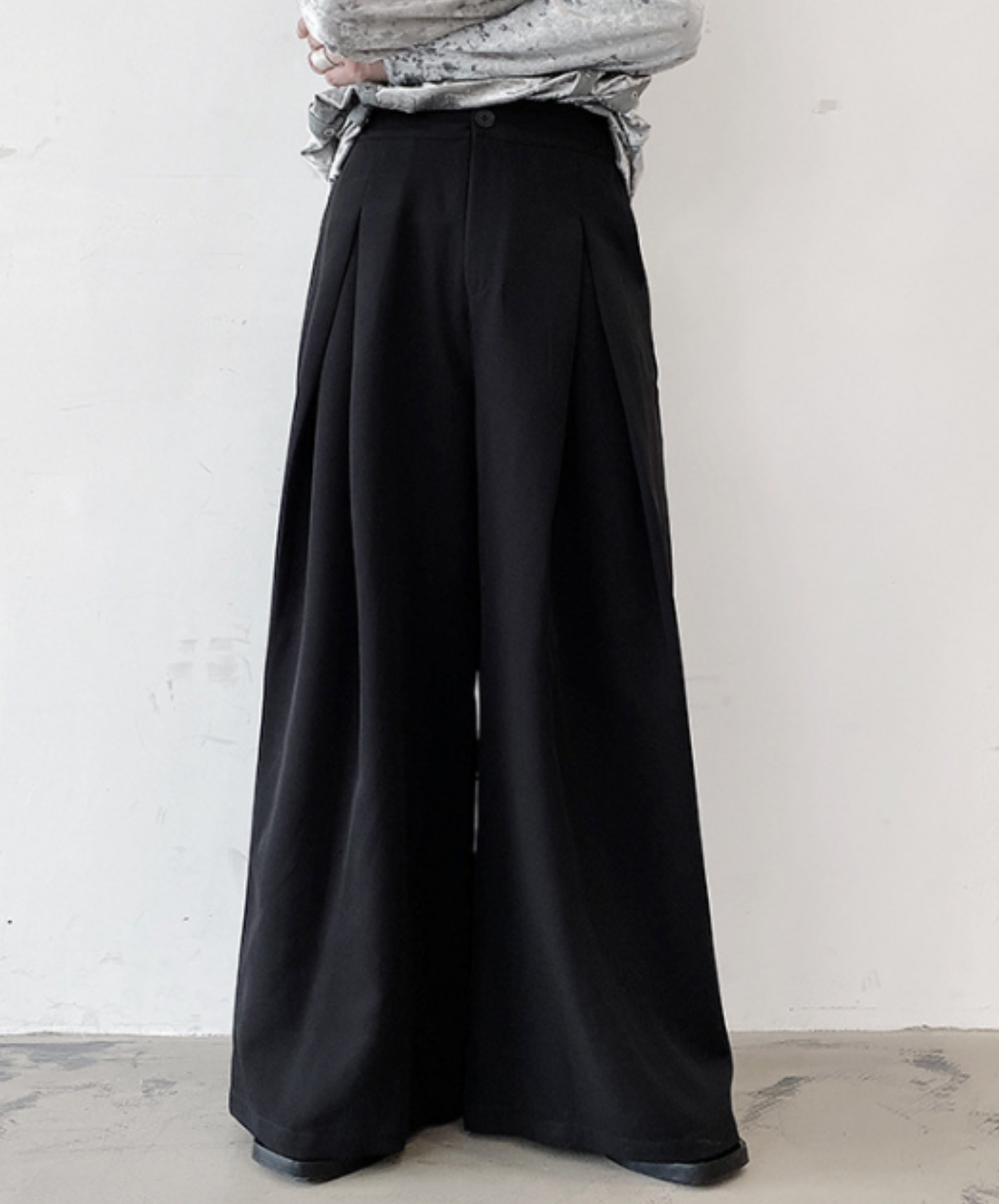 dark wide loose mop pants EN924