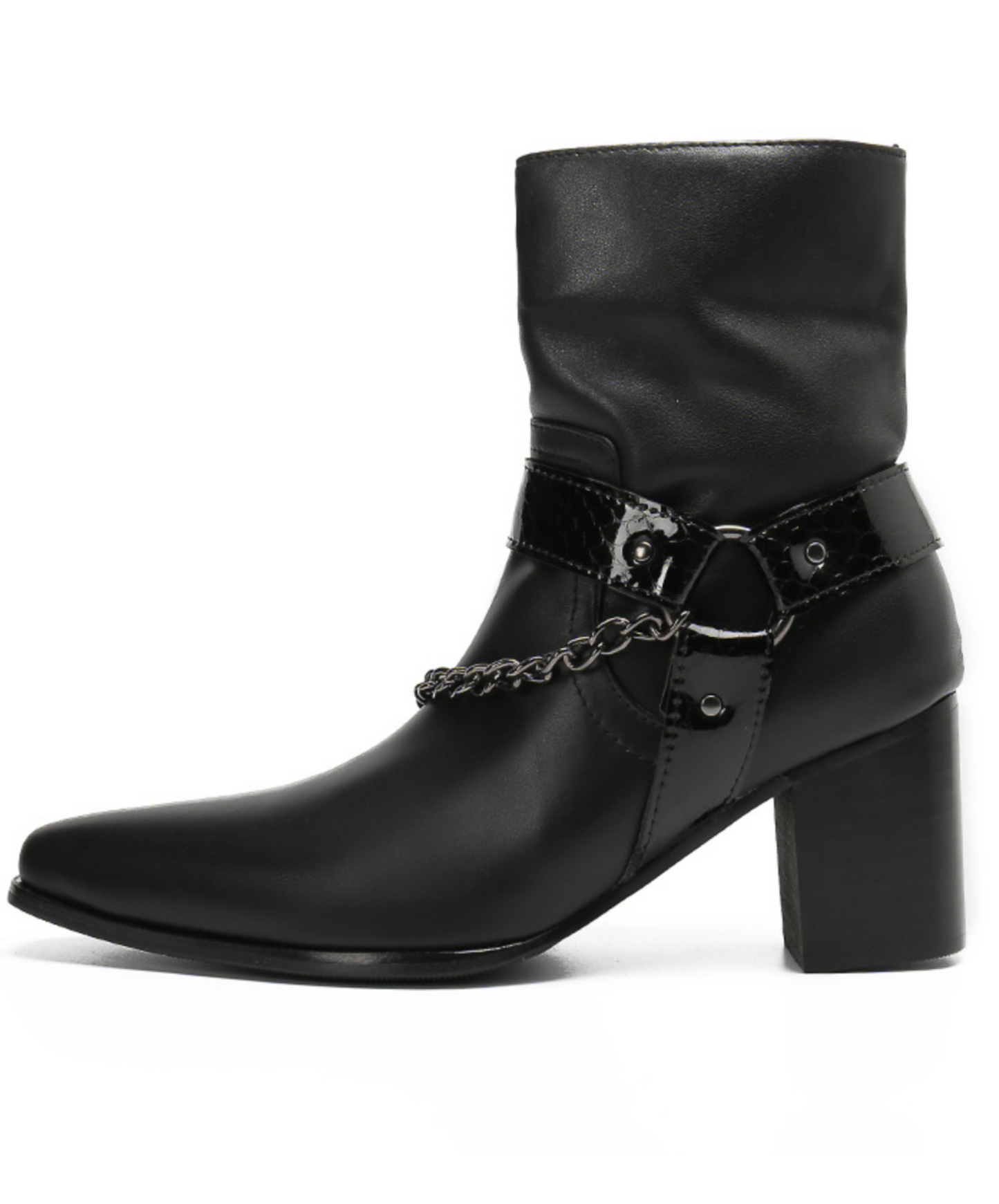 snake print belt and chain boots EN1689