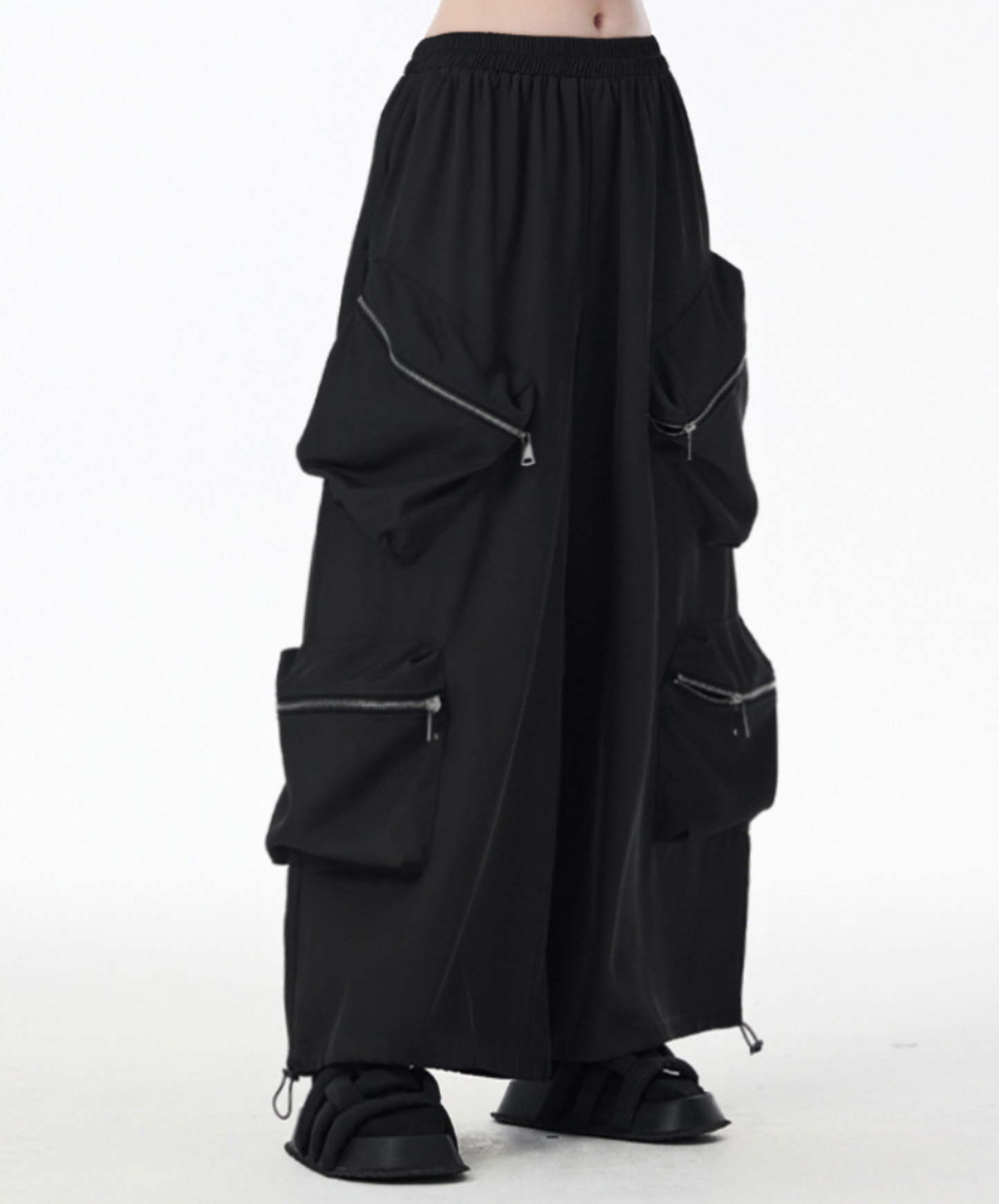 3d zipper pockets wide pants EN2336