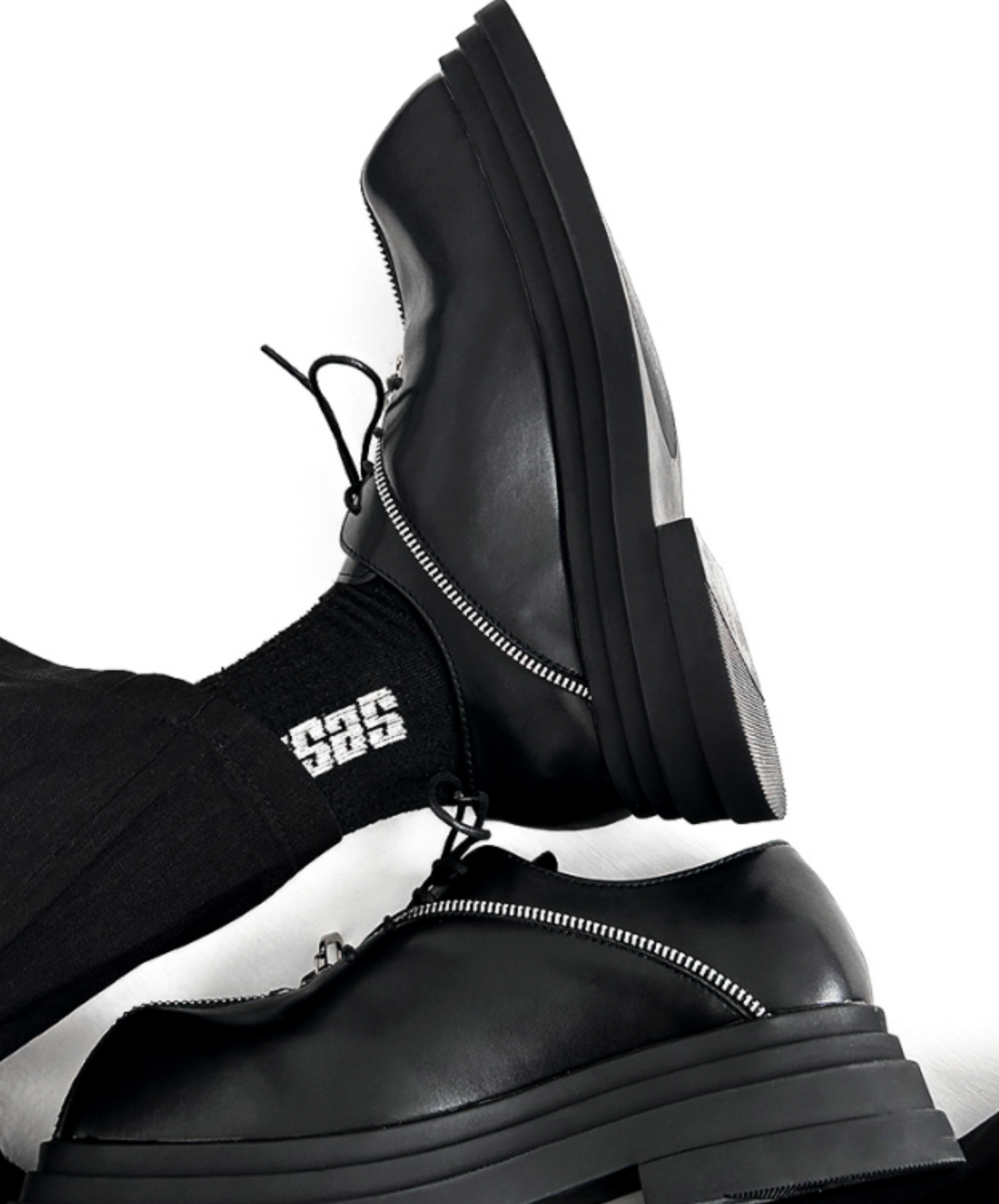 square head punk zipper design shoes EN1921