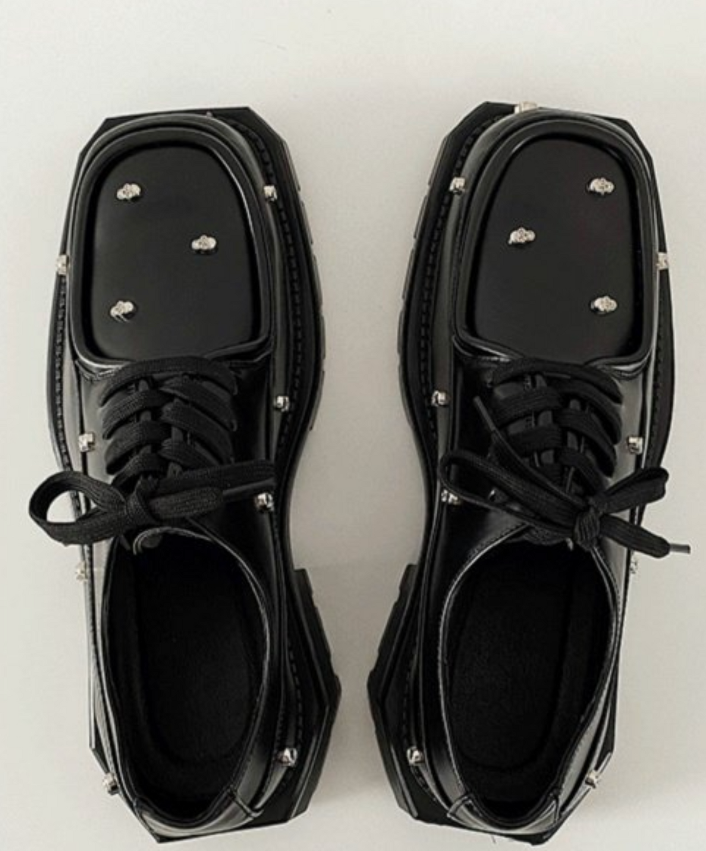 rivet leather lace-ups shoes EN2361