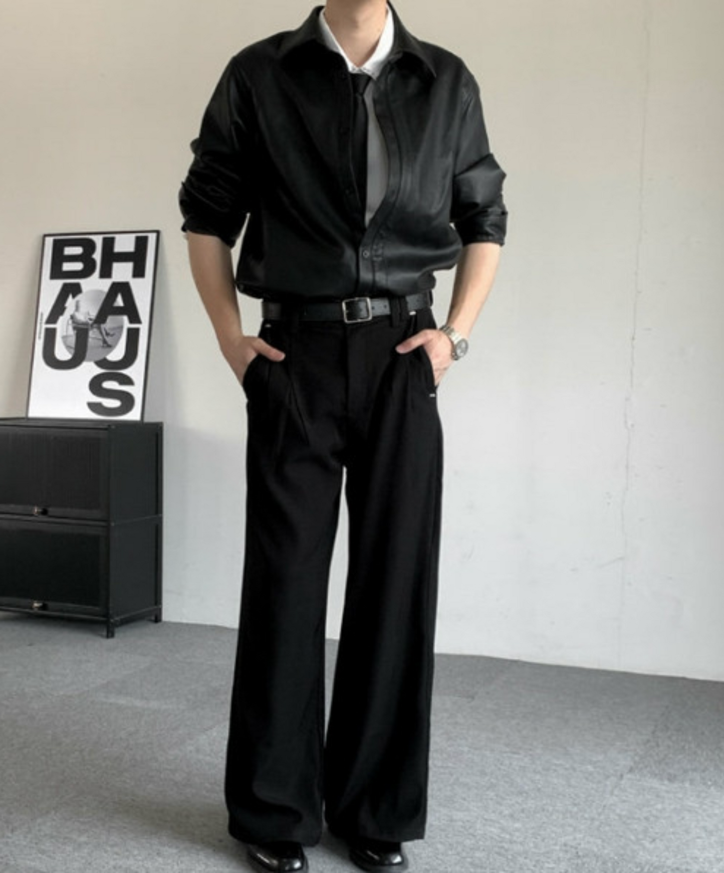 simple smooth leather shirt EN2370