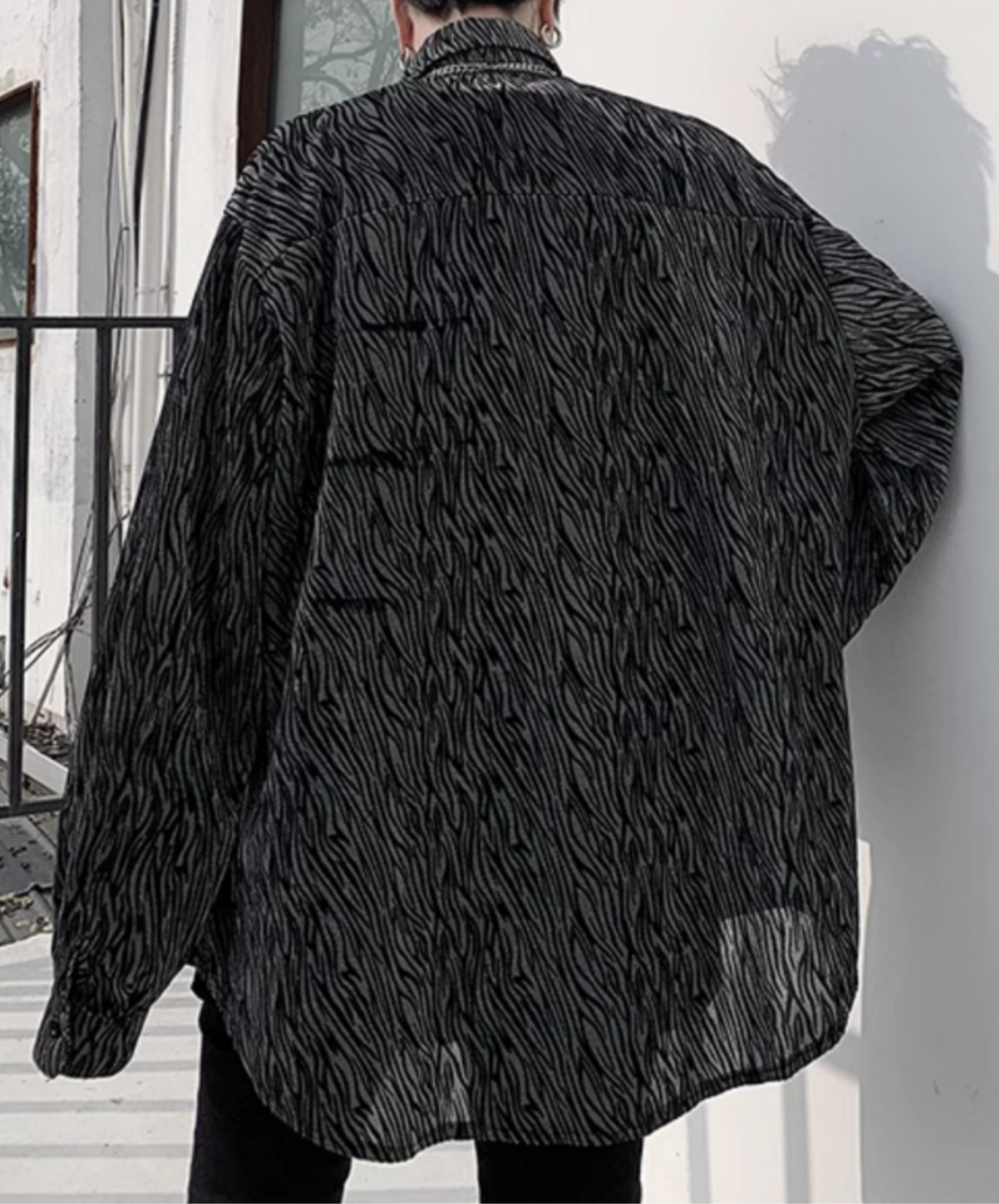 zebra print jacquard loose shirt EN2108