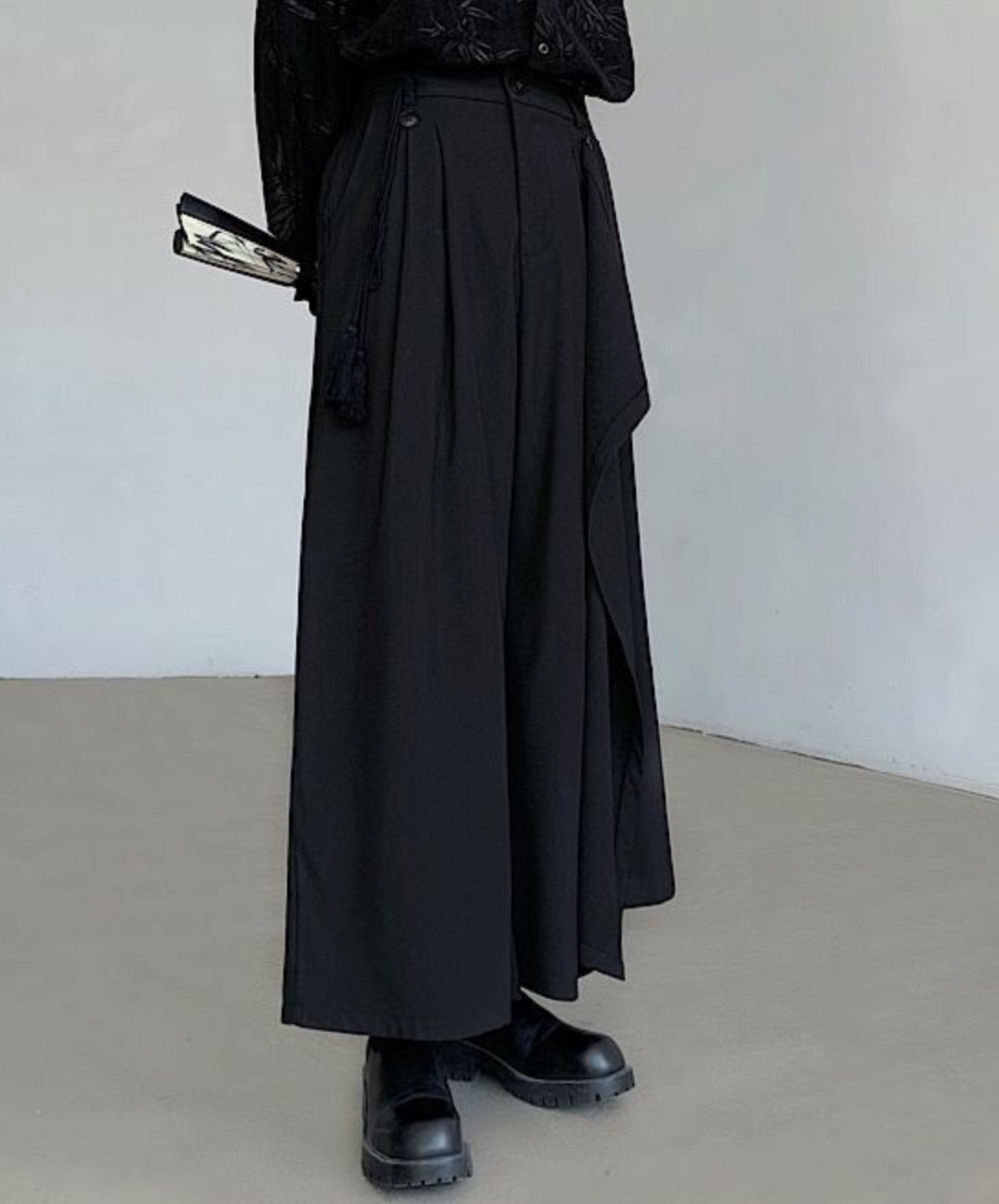 dark chinese style 2way casual wide pants EN1608