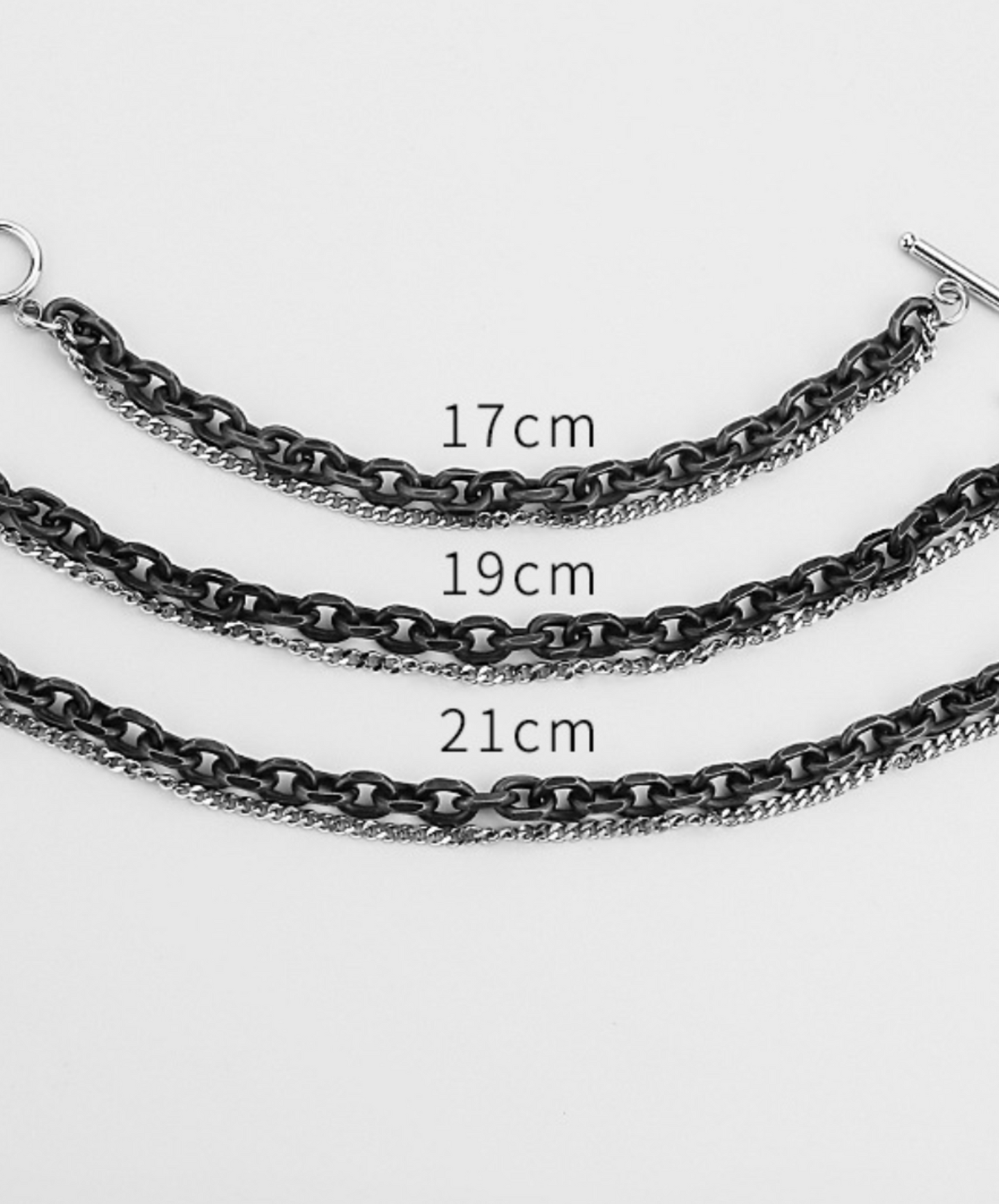 black & silver 2 types chain bracelet EN1595