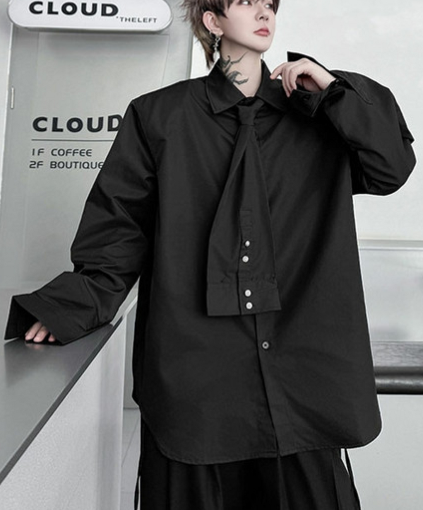 sleeve design with bow tie shirt EN2357