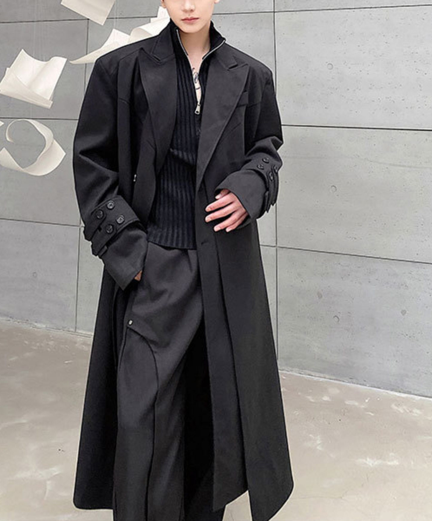 【style39】dark mode outfit set EN1412( coat+ pants set)