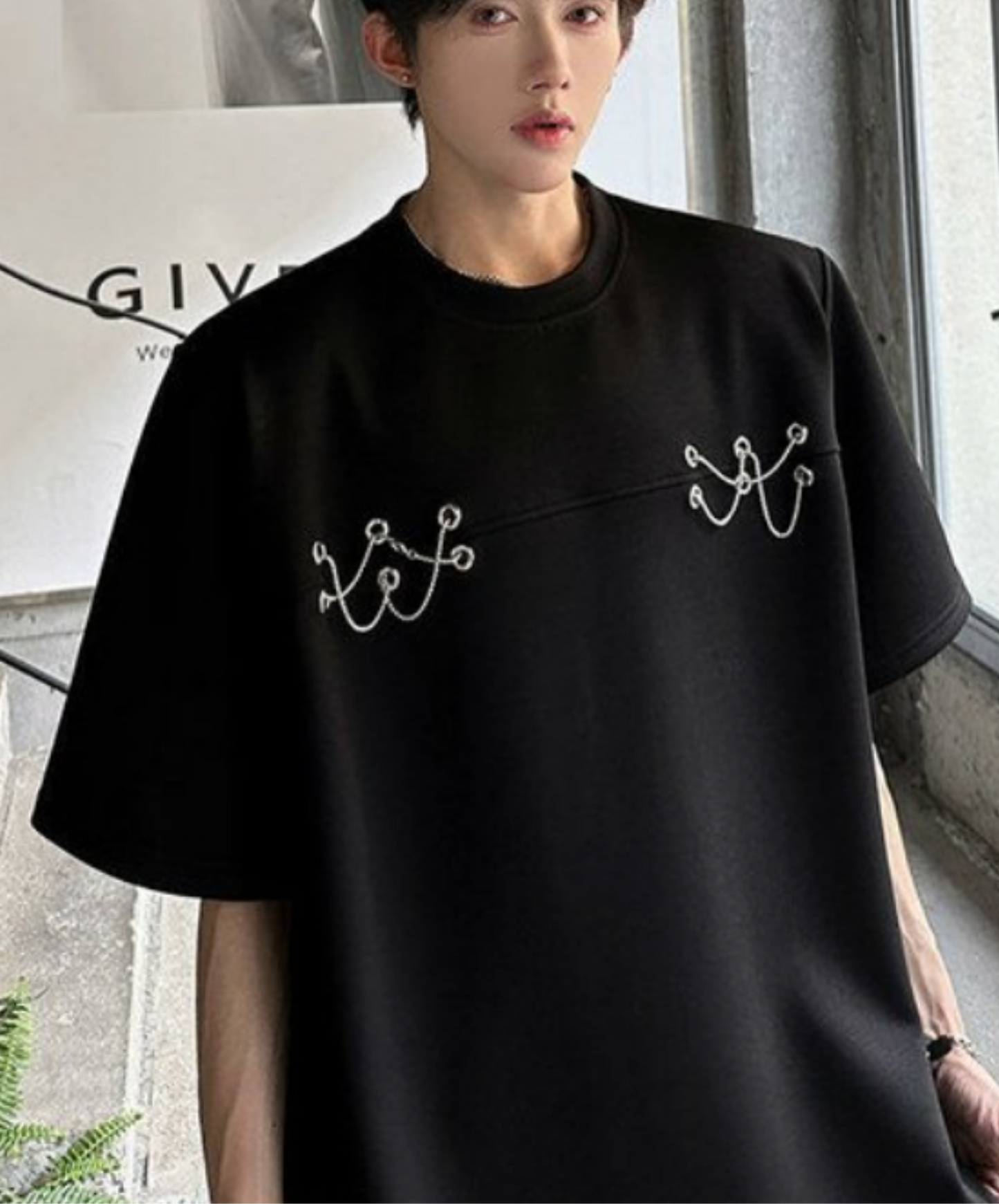 metal chain rope design t-shirt EN2238
