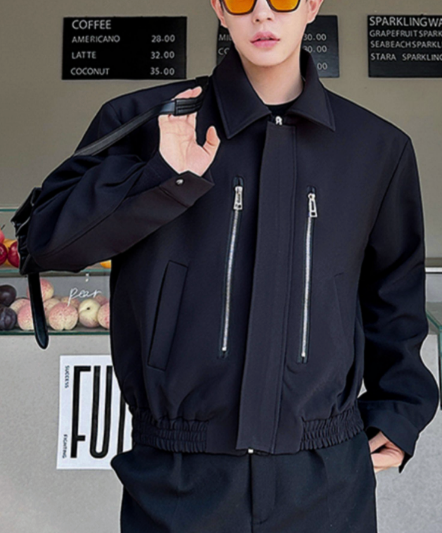 unique lapel zipper decoration jacket EN2670