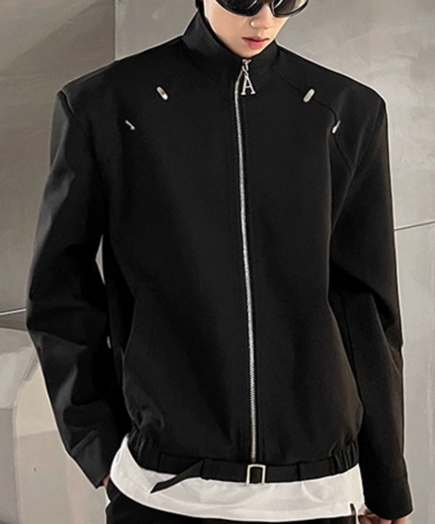 stand collar with metal decoration jacket EN2437