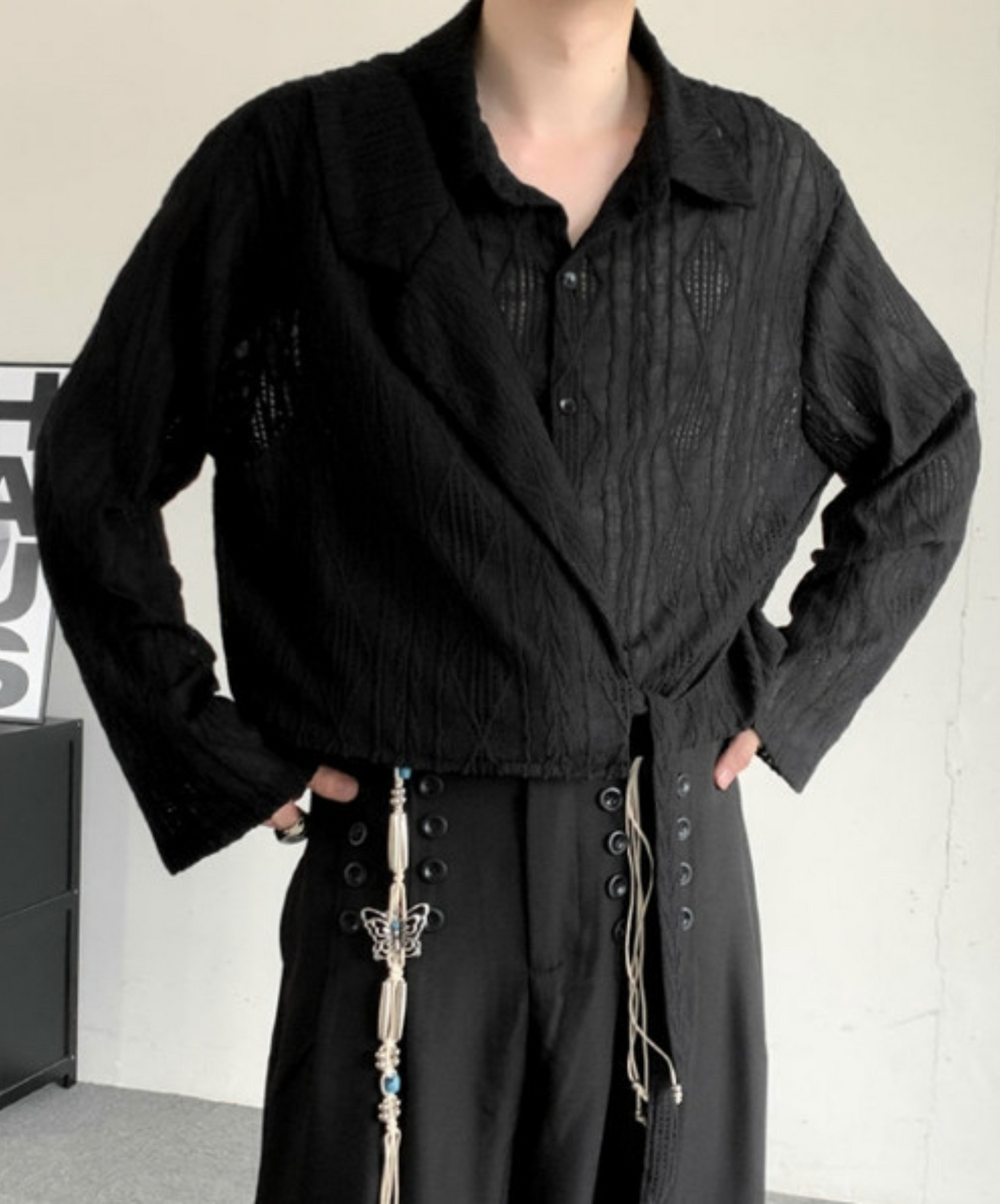 chinese style strap jacquard shirt EN2369