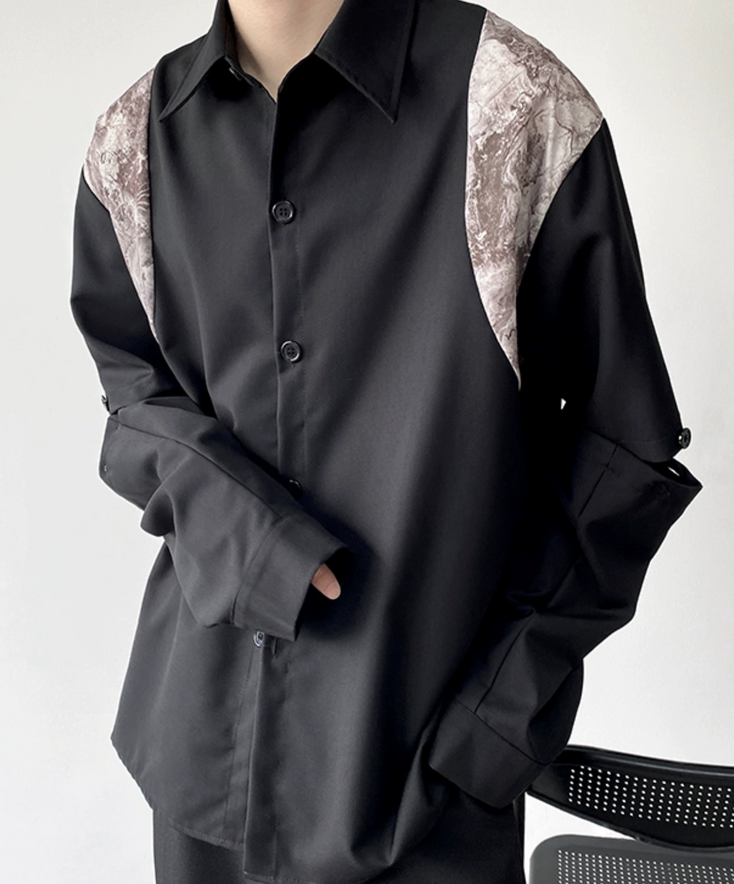 dark removable sleeves shirt EN1065