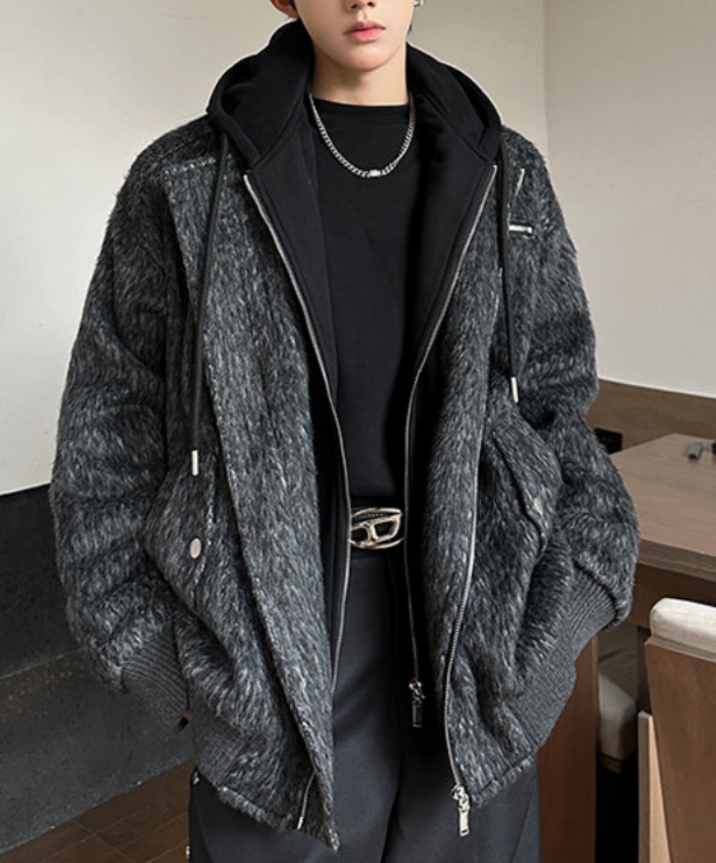 fake two-piece casual hoodie EN2550