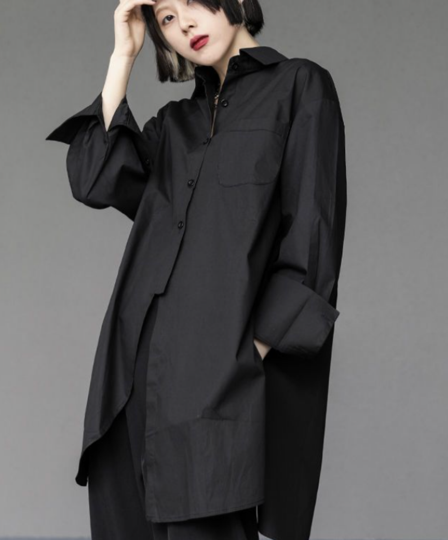 dark Irregular button slits shirt EN2854