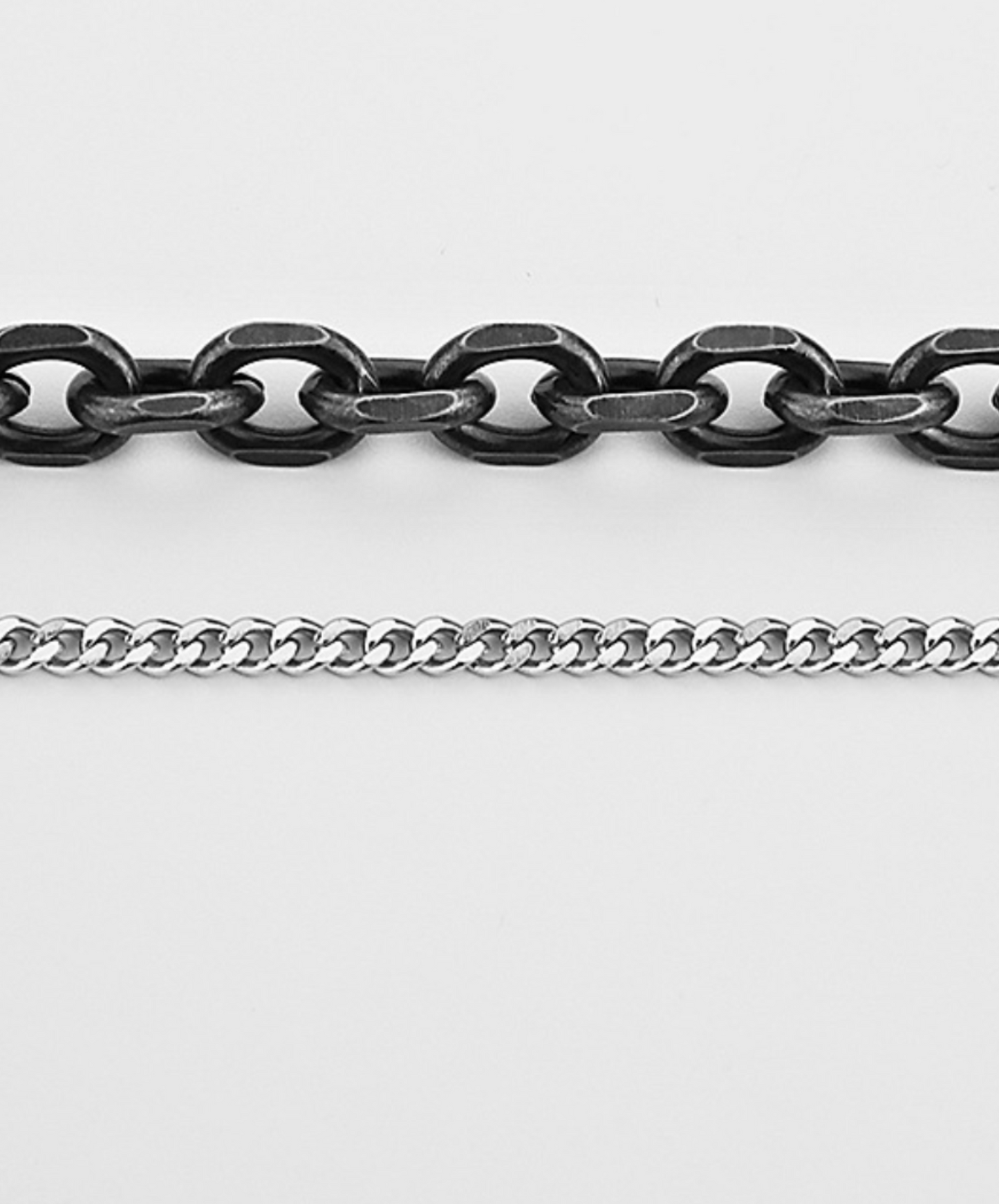 black & silver 2 types chain bracelet EN1595