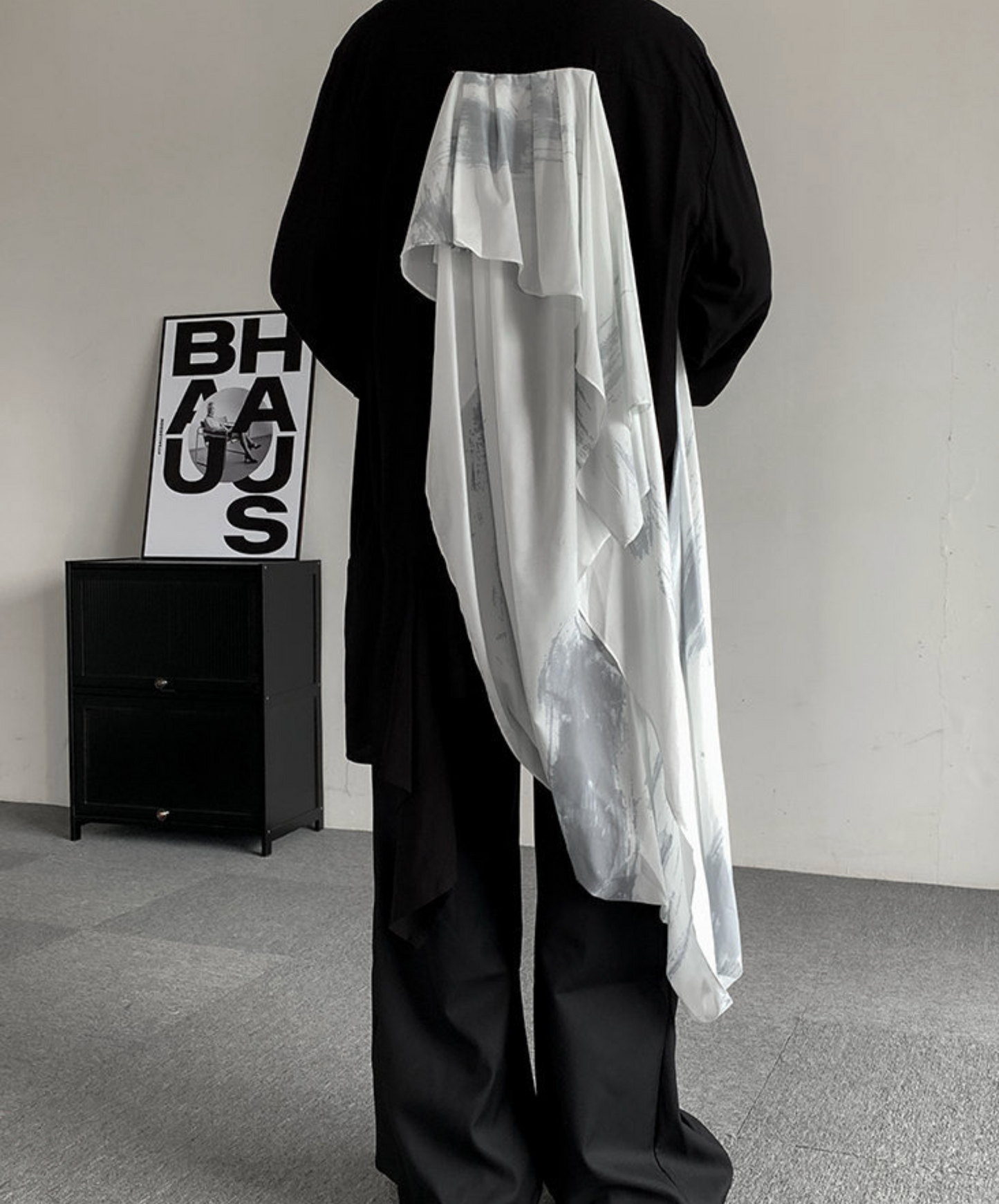 irregular white silk scarf long shirt EN2427