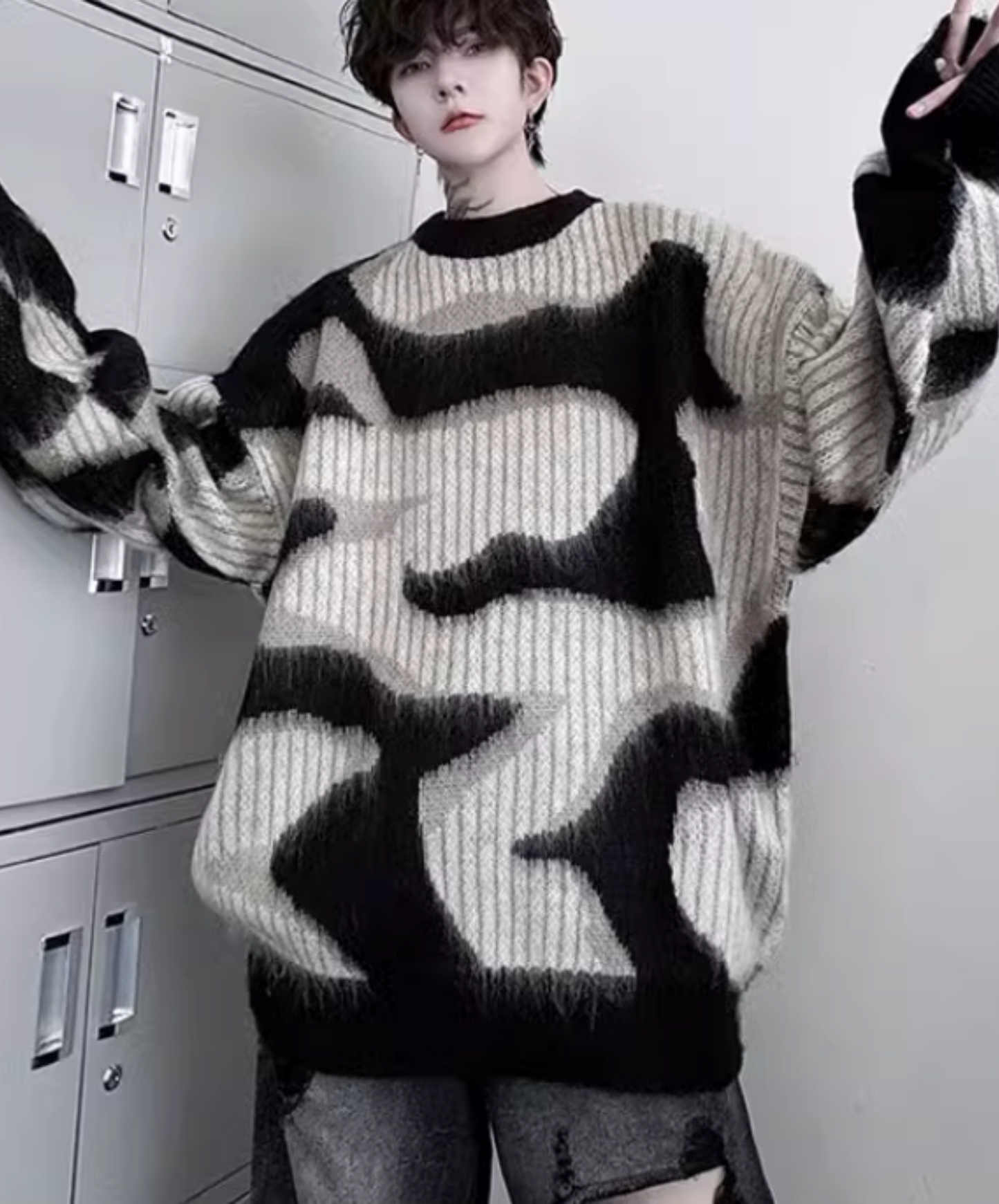 monotone marble sweater EN1873