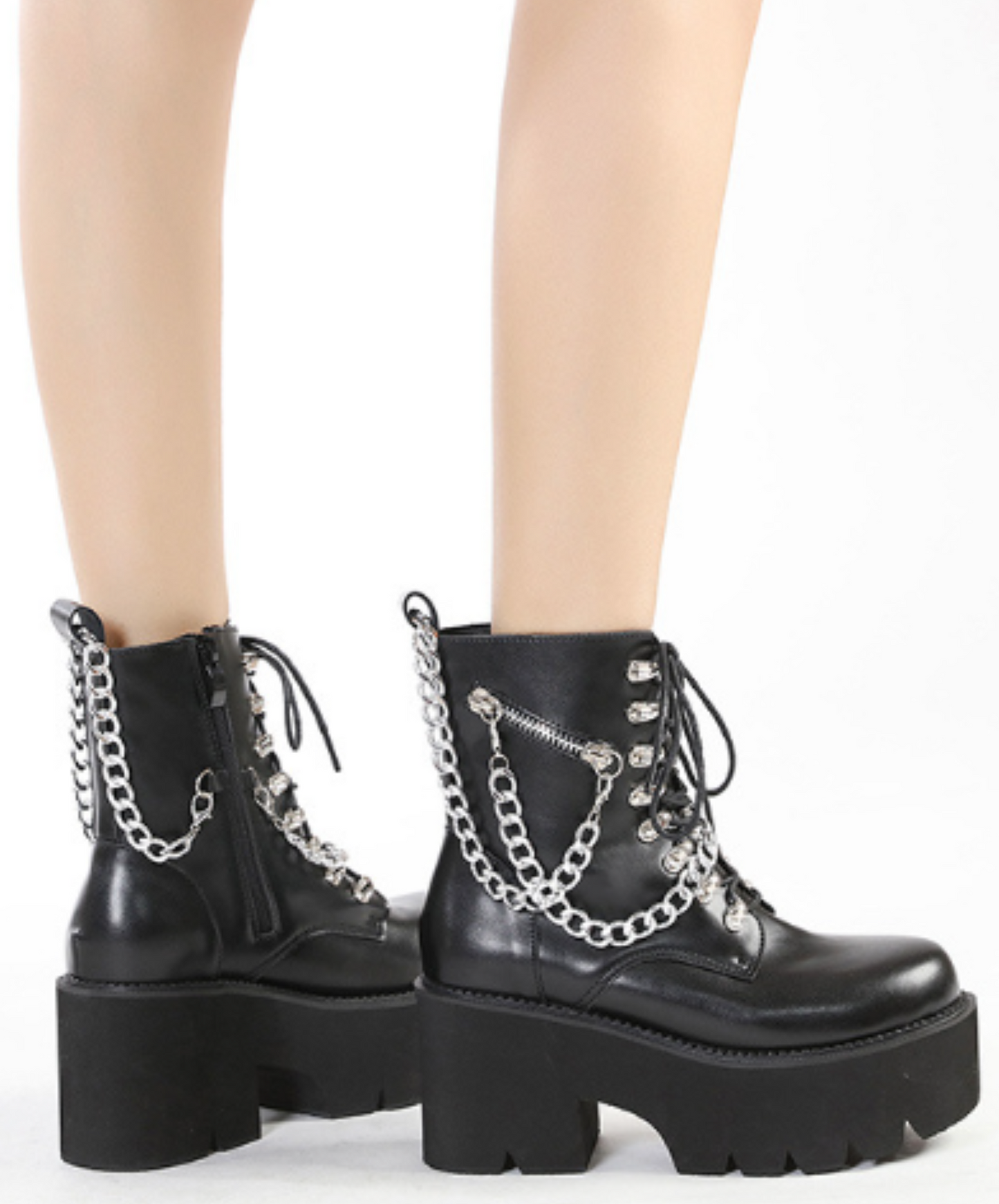 metal chain cross design boots EN1272