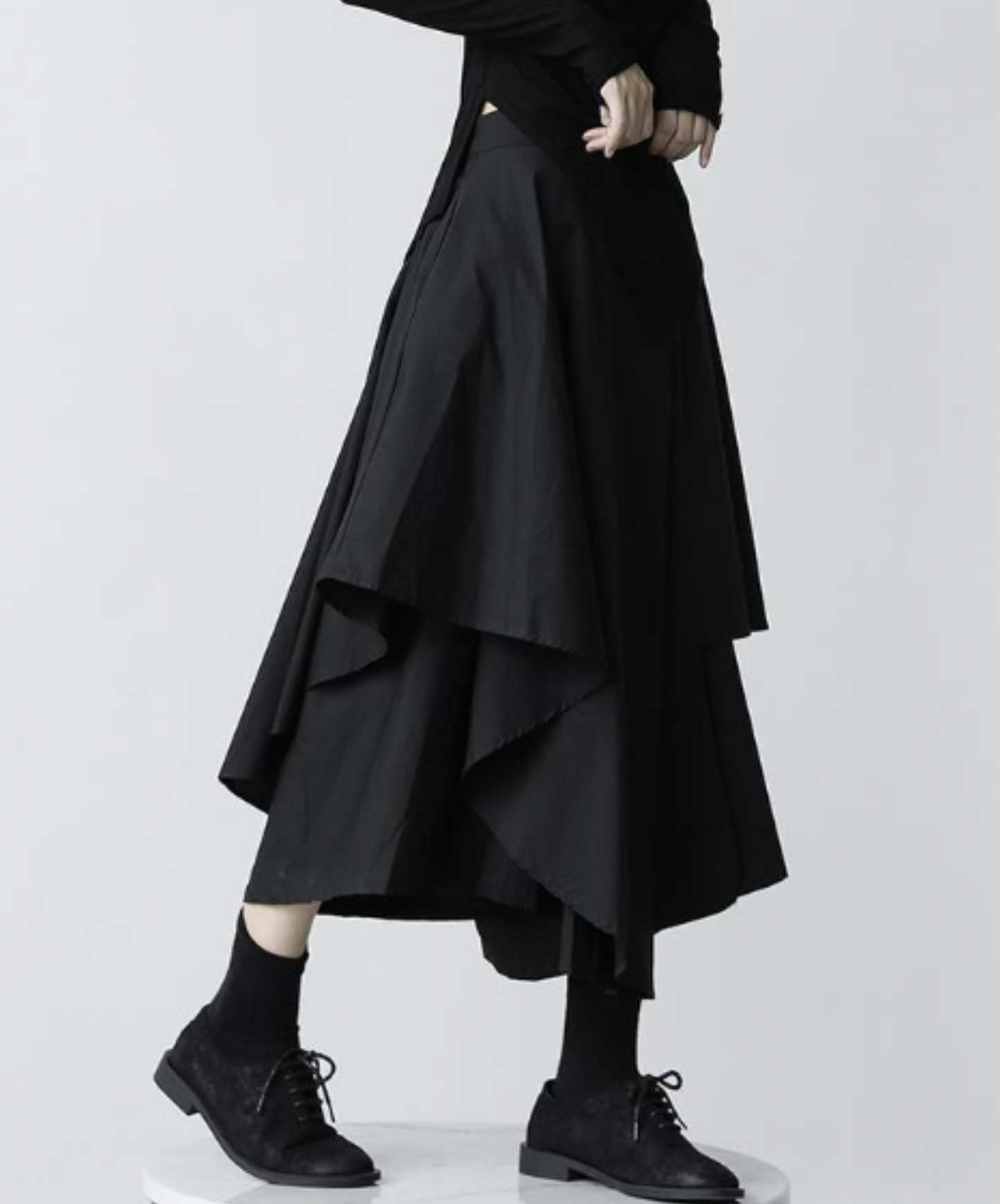 asymmetric high waist with culottes skirt EN1298